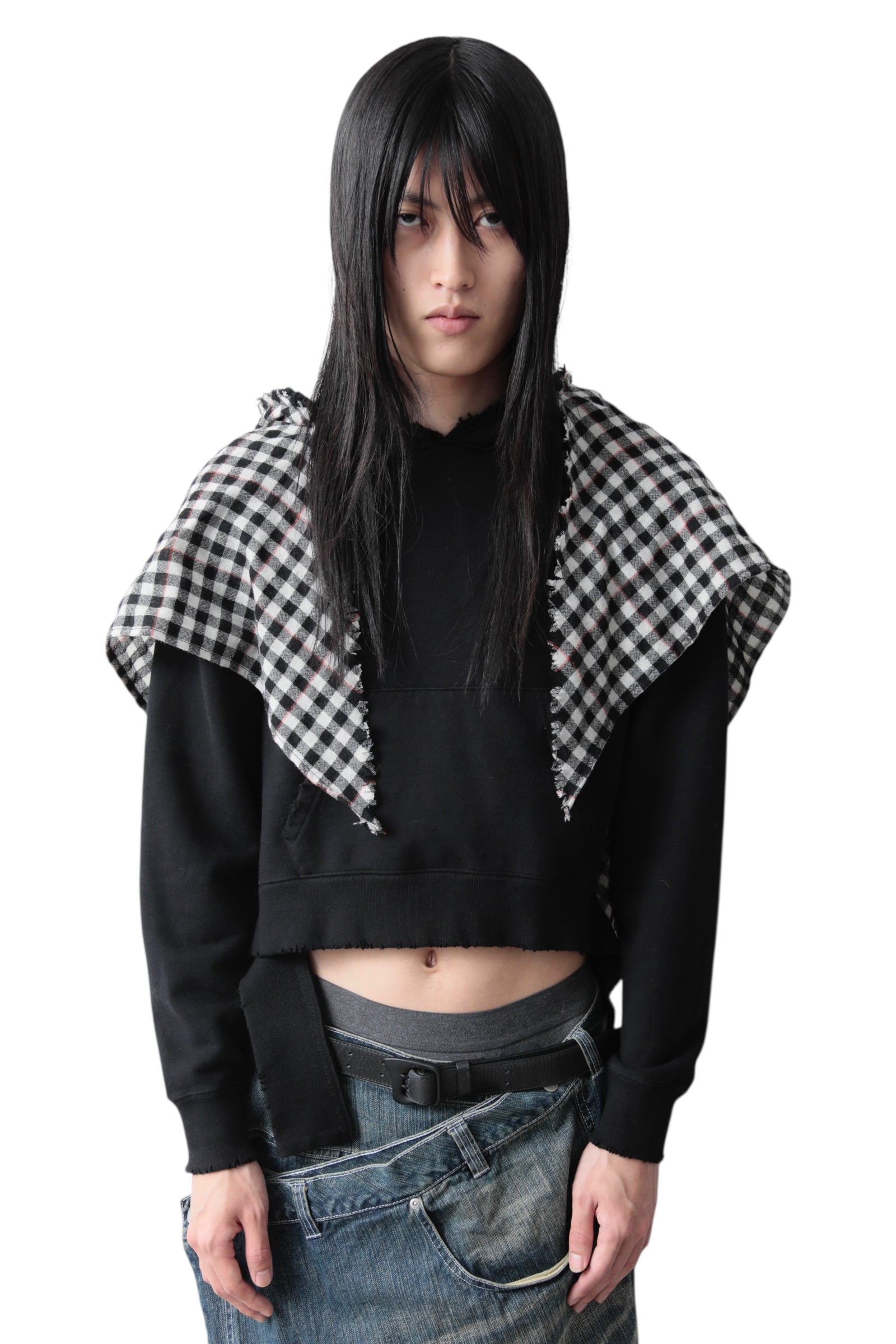 ORIMI RIPPED OFF HOODIE WITH SCARF