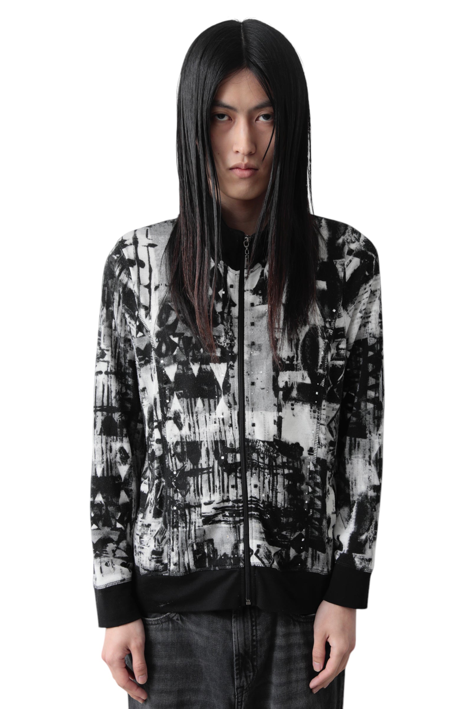 GRAPHIC ZIP UP SWEAT TOP