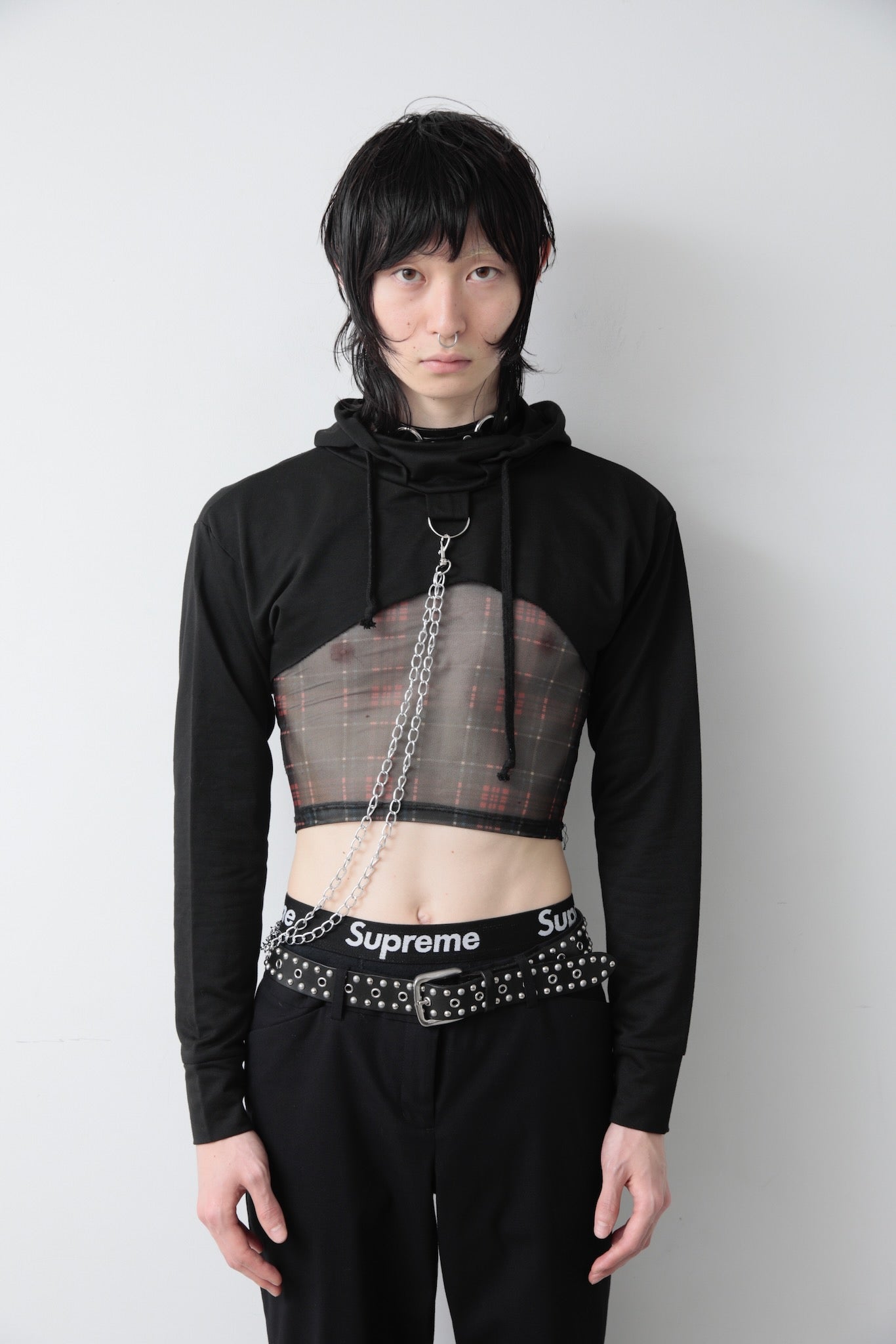 CHAIN CODE CROPPED HOODIE