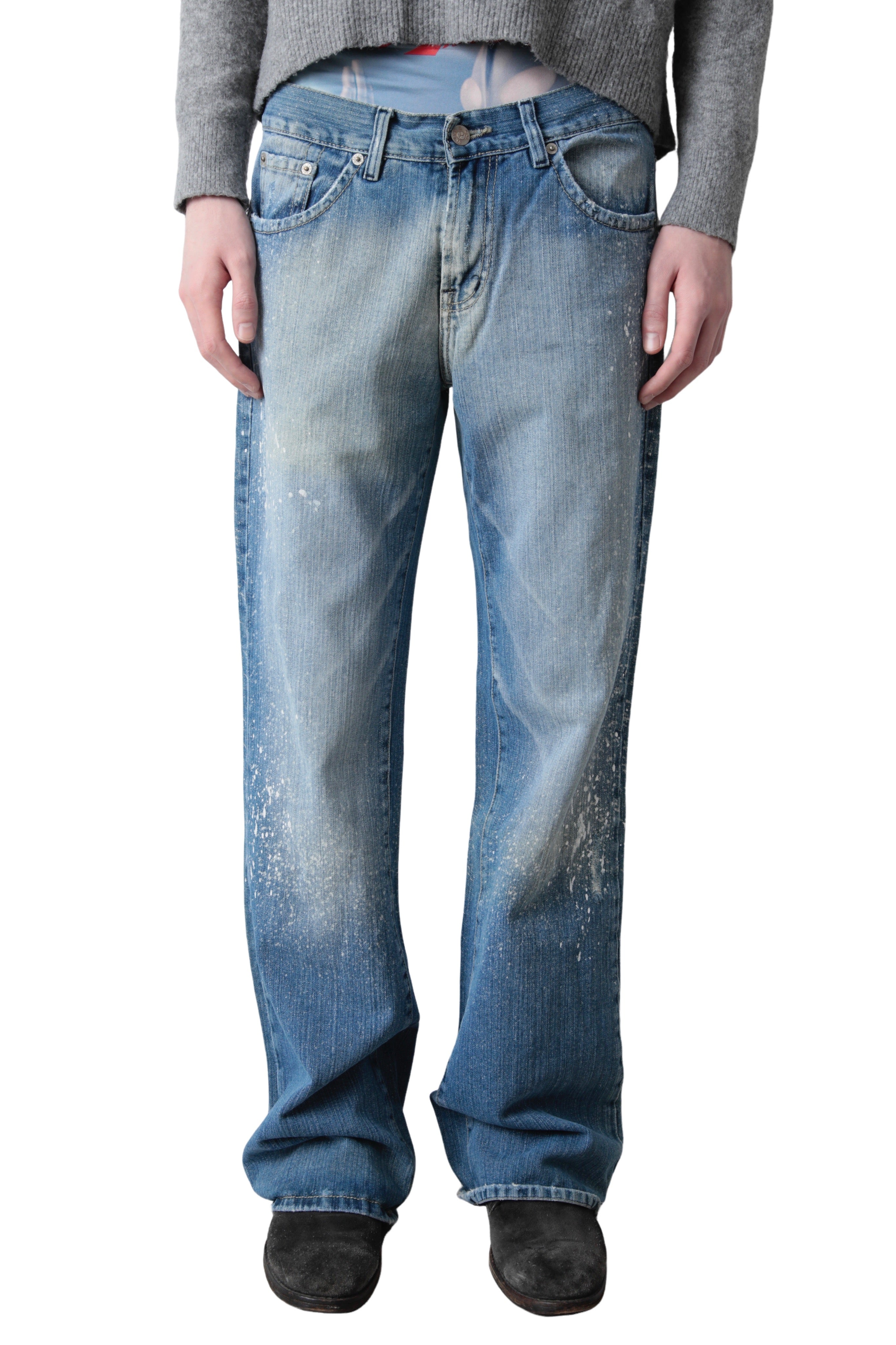 PAINT SPLASHED STRAIGHT DENIM PANTS
