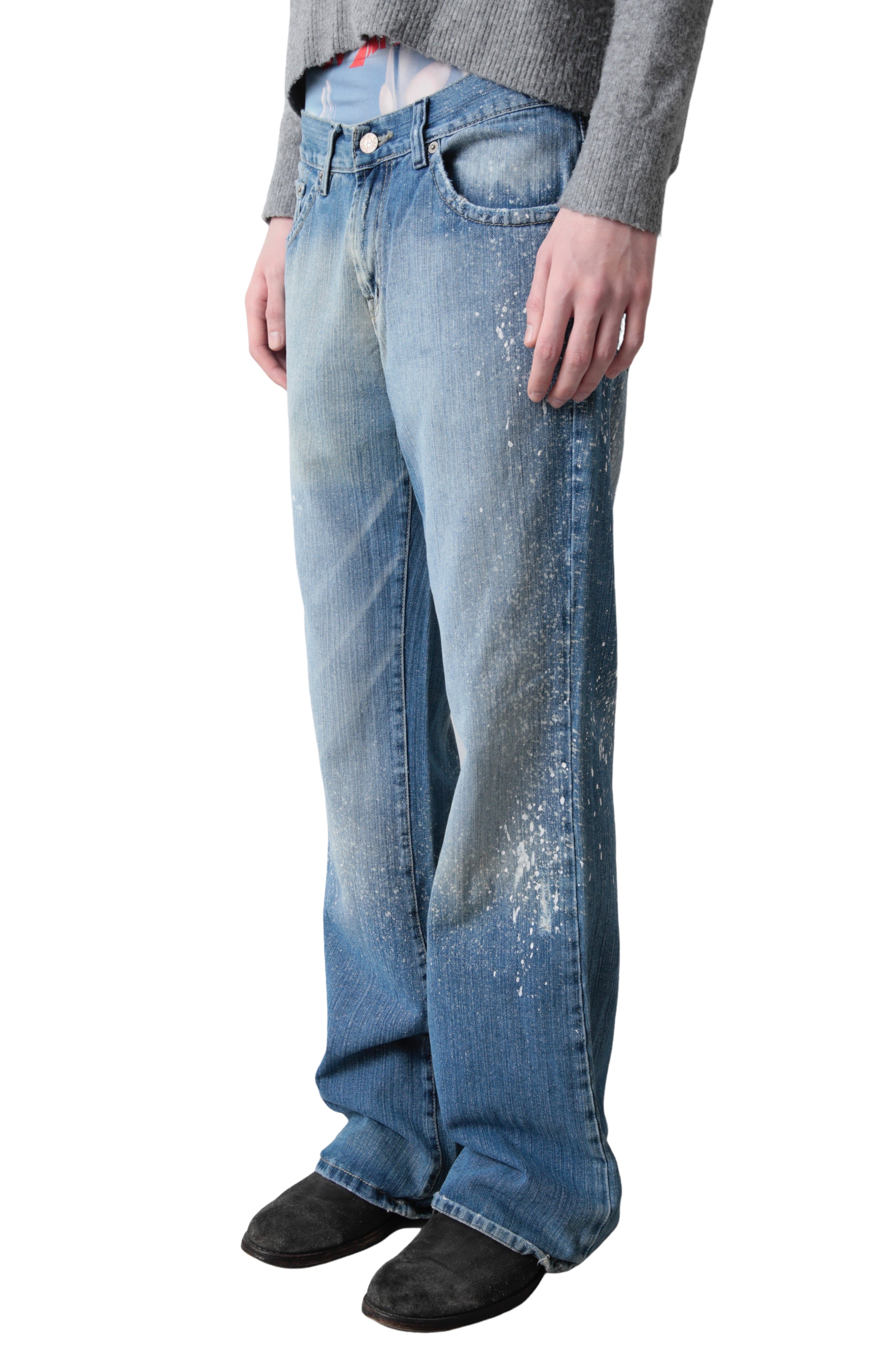 PAINT SPLASHED STRAIGHT DENIM PANTS
