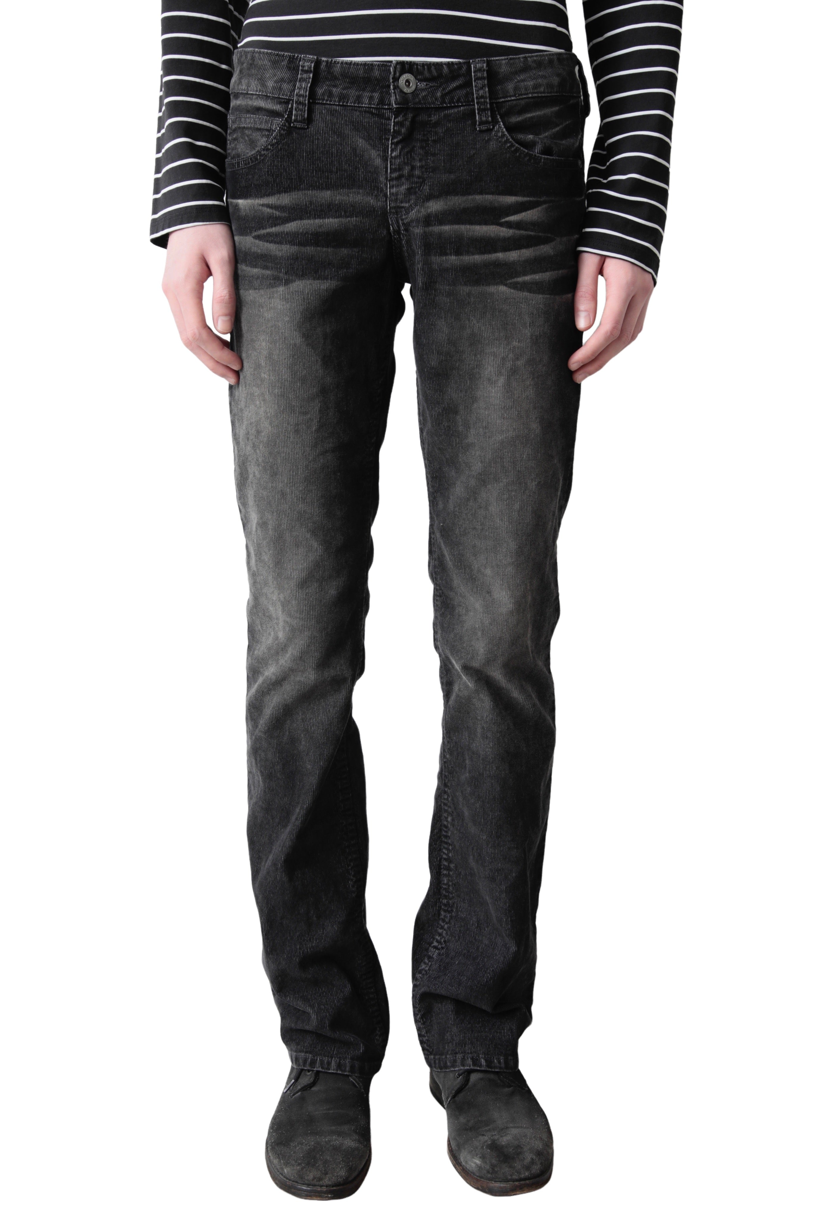 FADED BLACK CORDUROY SLIM PANTS