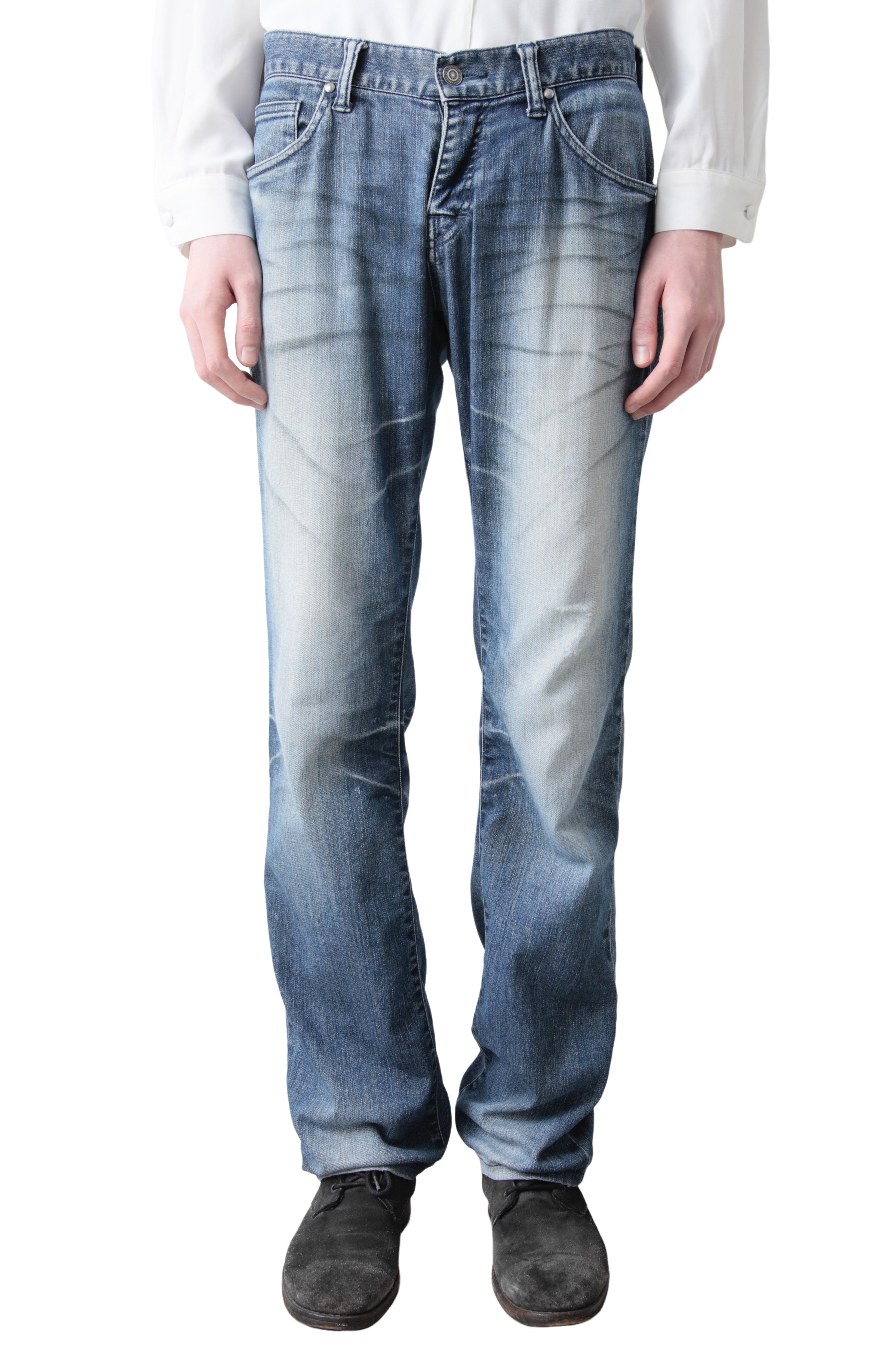 TORNADO MART PAINT FADED STRAIGHT DENIM PANTS