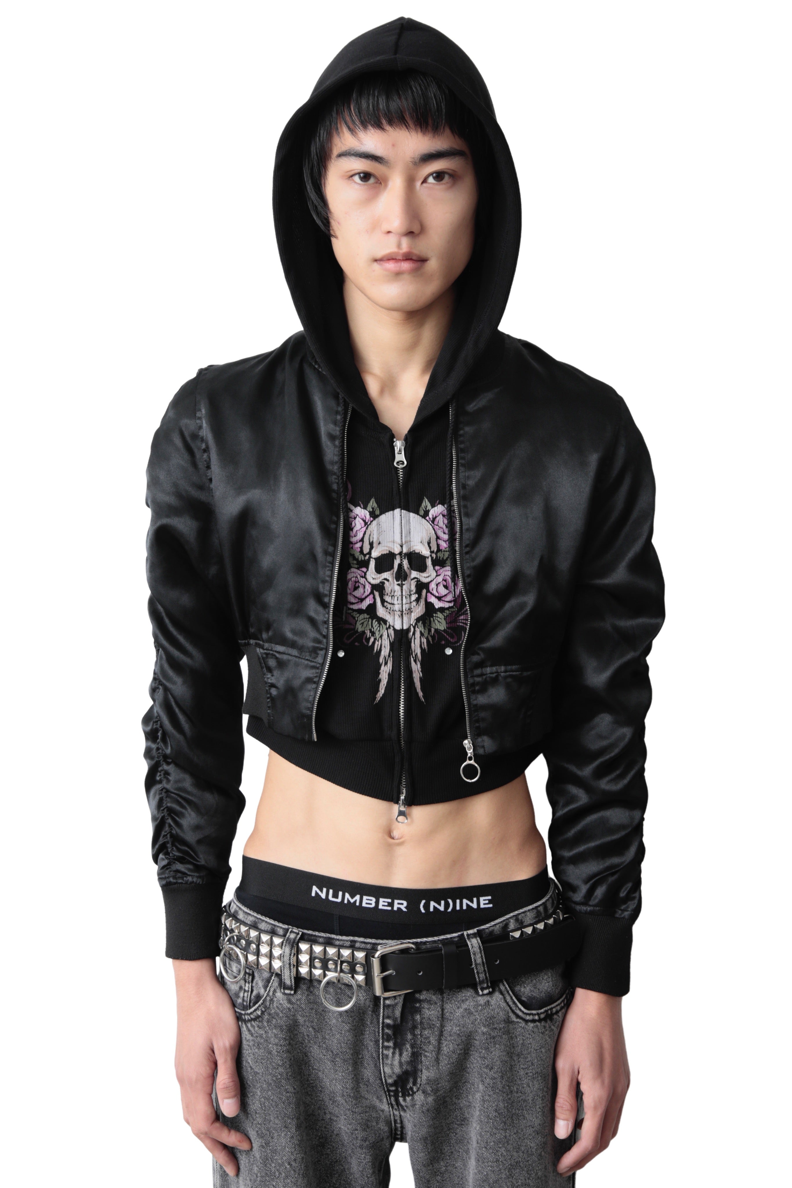 GATHER SLEEVES CROPPED BOMBER JACKET