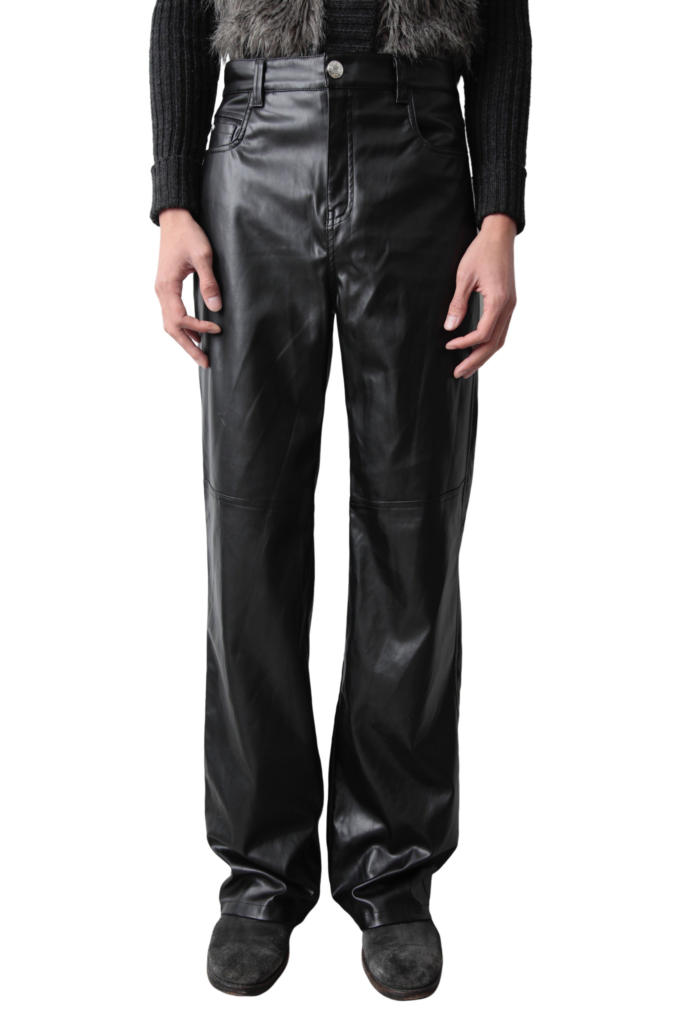 HIGH WEST LEATHER WIDE PANTS