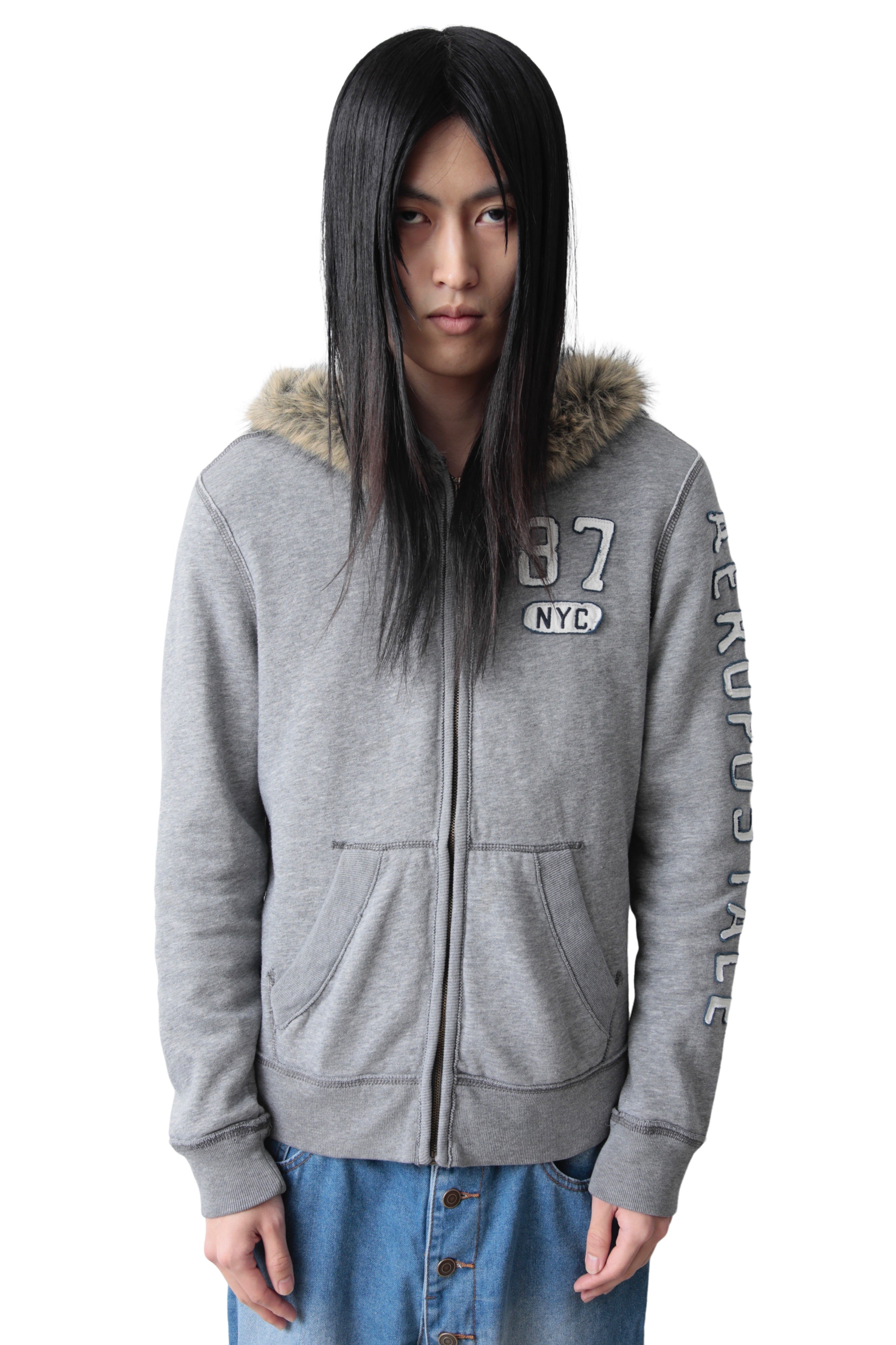 ZIP UP FUR HOODIE