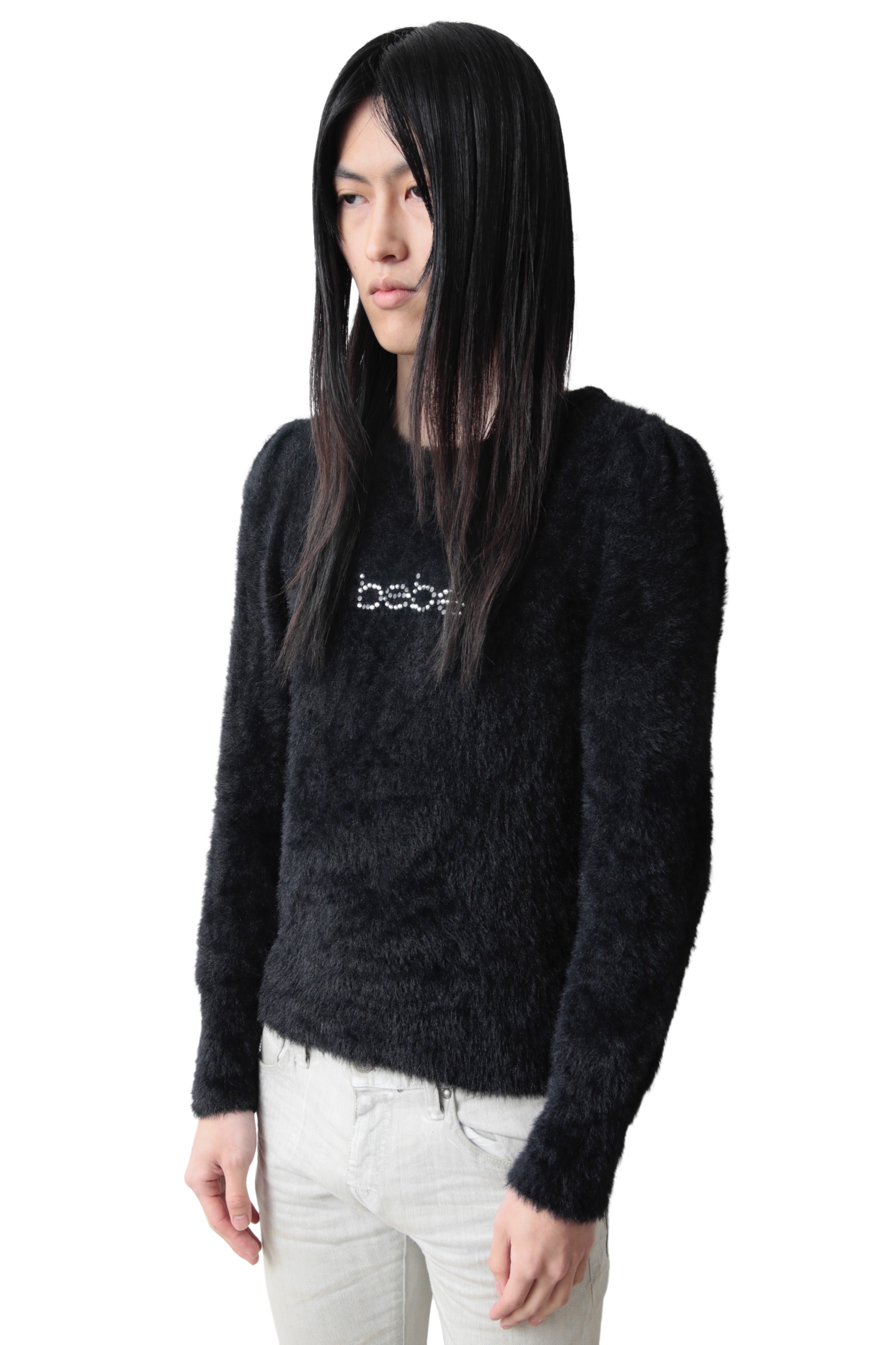 PUFF SHOULDER RHINESTONE SWEATER