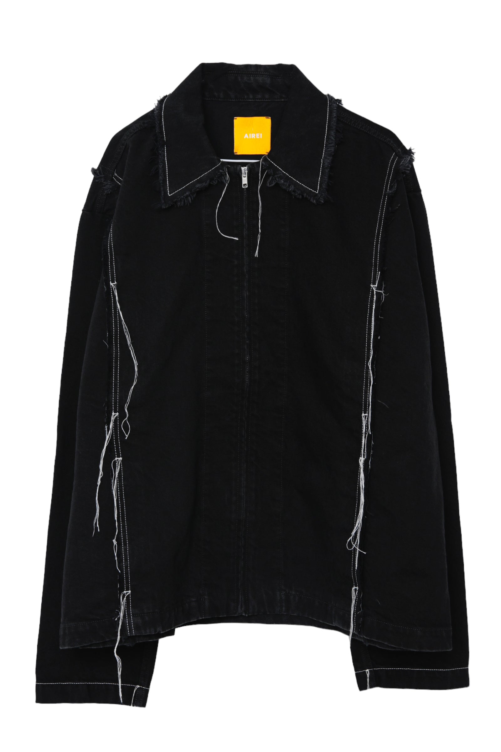 AIREI CONTRAST STITCH ZIP DENIM JACKET