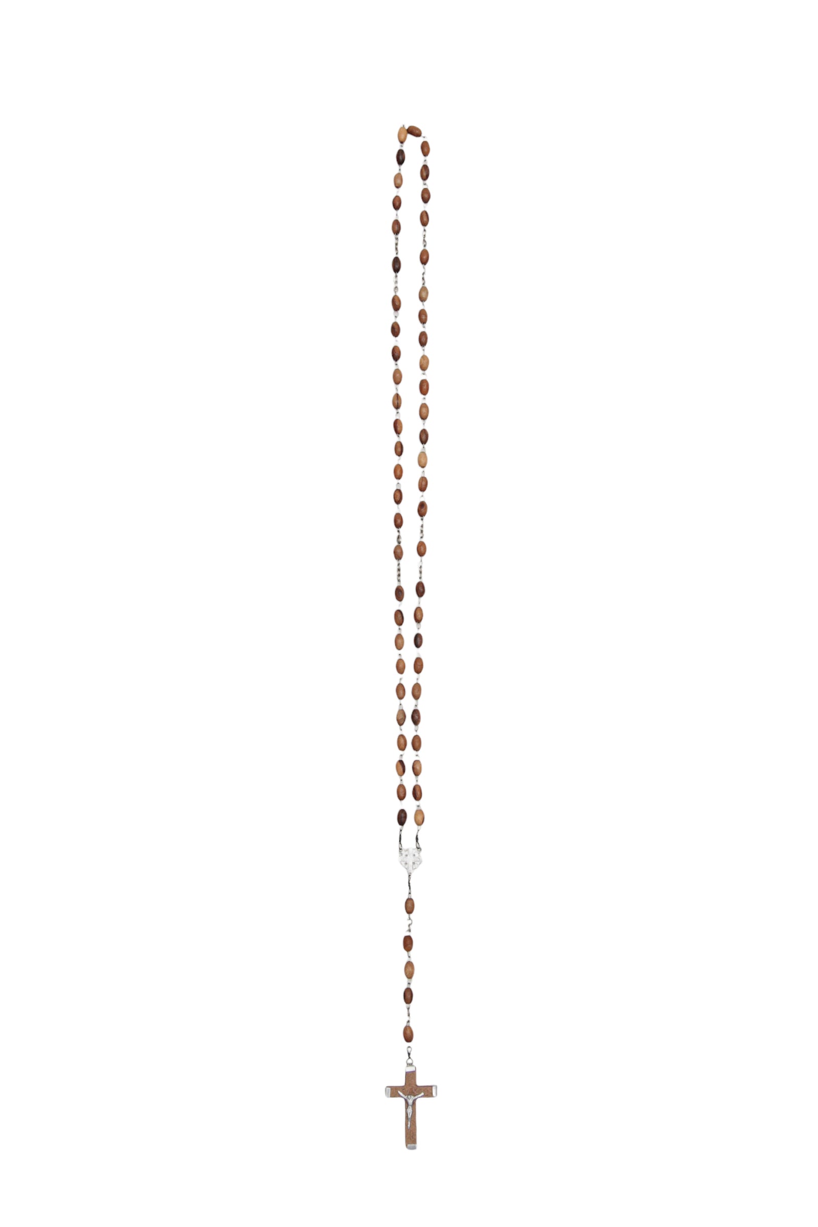 (Product photo) WOOD BEADS ROSARY CROSS NECKLACE