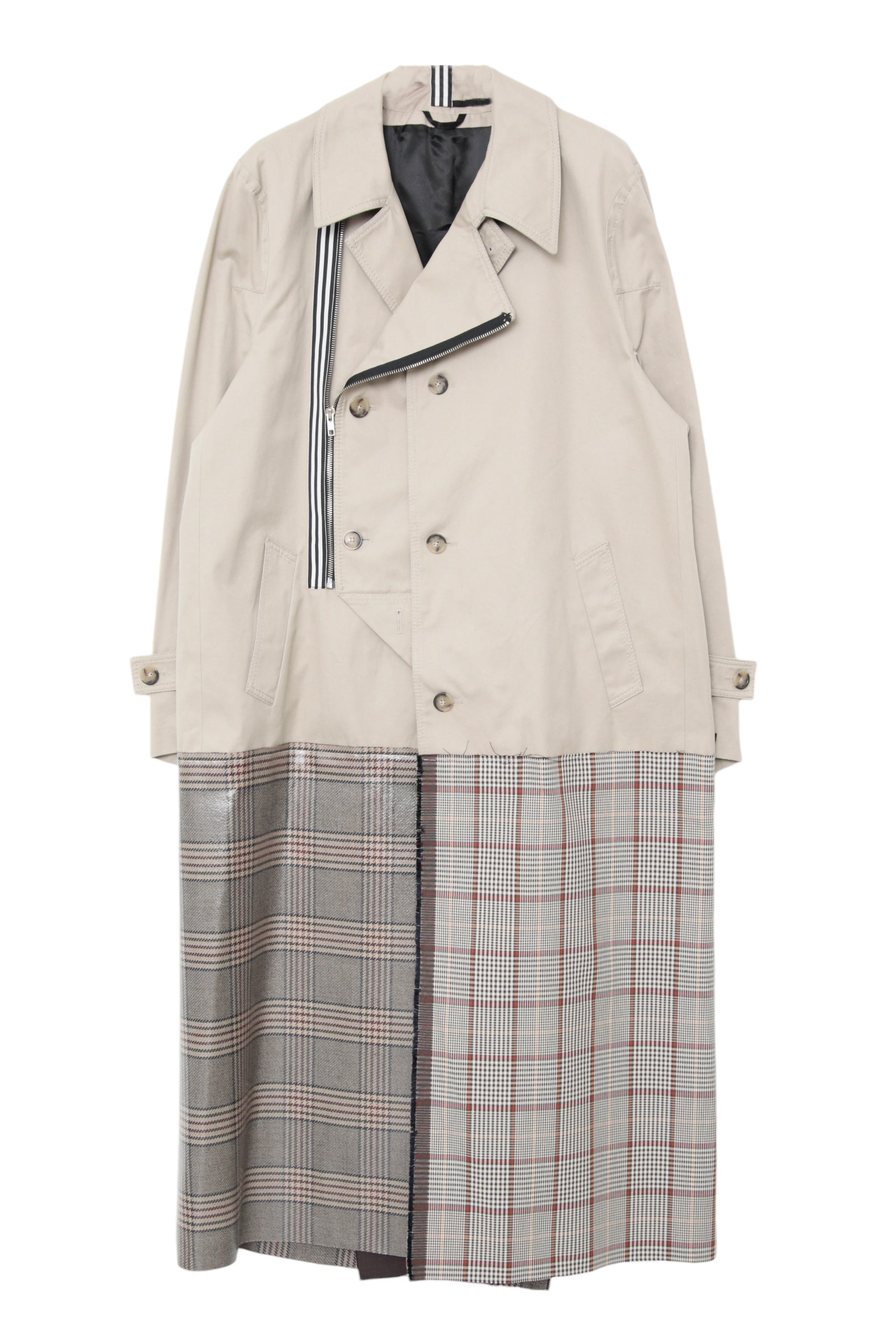 MARINA YEE LONG PATCHWORK ZIP COAT