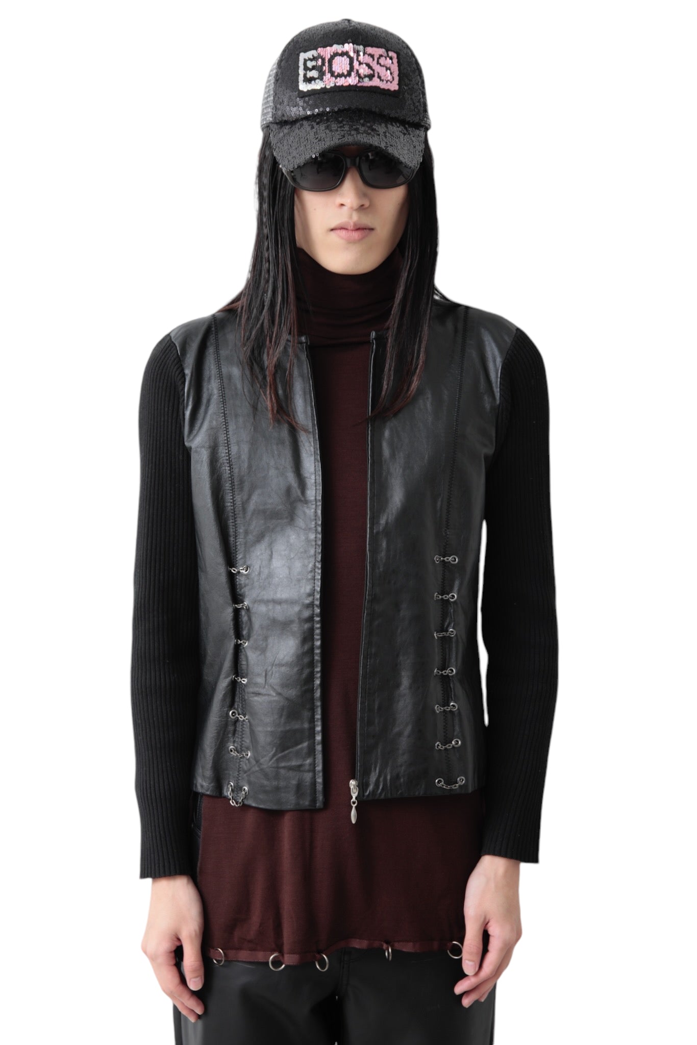 SWITCHING ZIP UP LEATHER BLOUSON