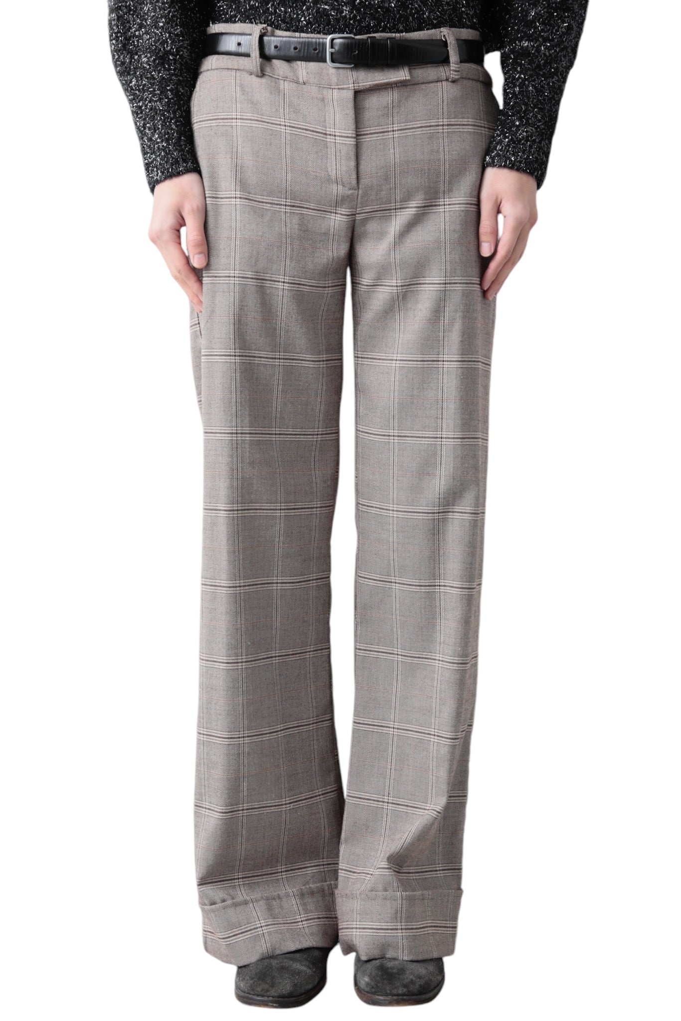 GLEN CHECK FLARE SLACKS