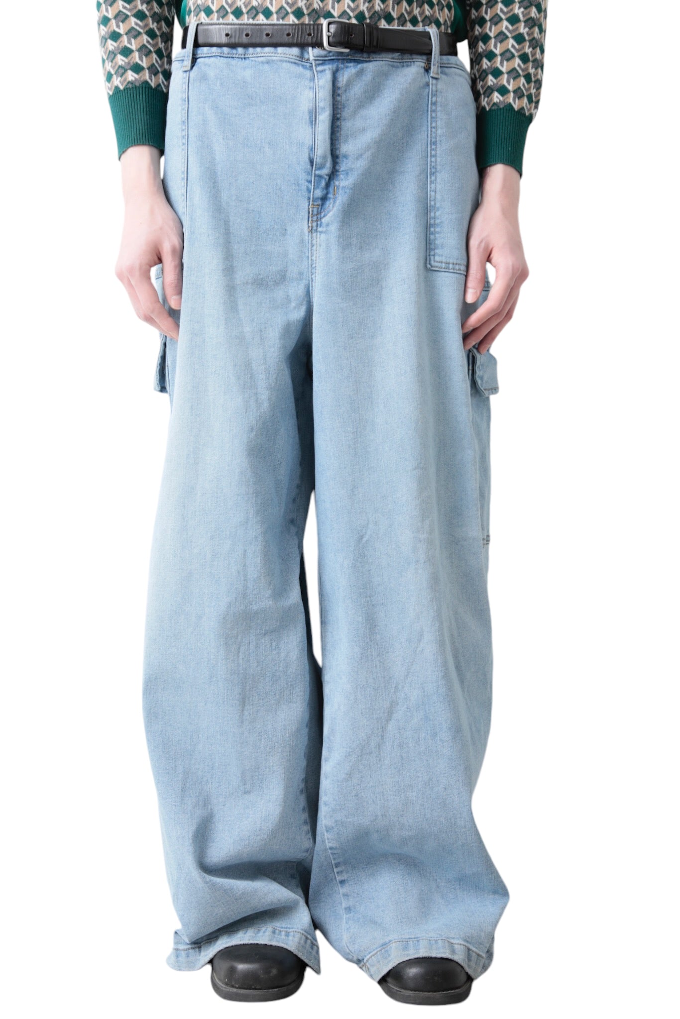 BLUE BAGGY CARGO DENIM PANTS