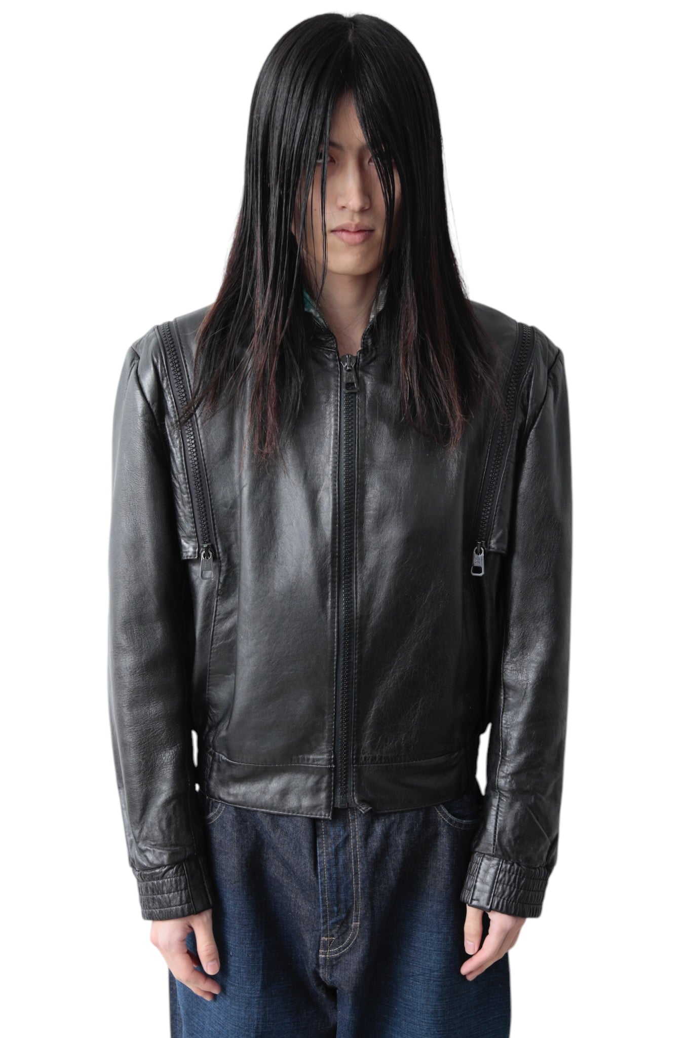 DETACHABLE ZIP UP LEATHER BLOUSON