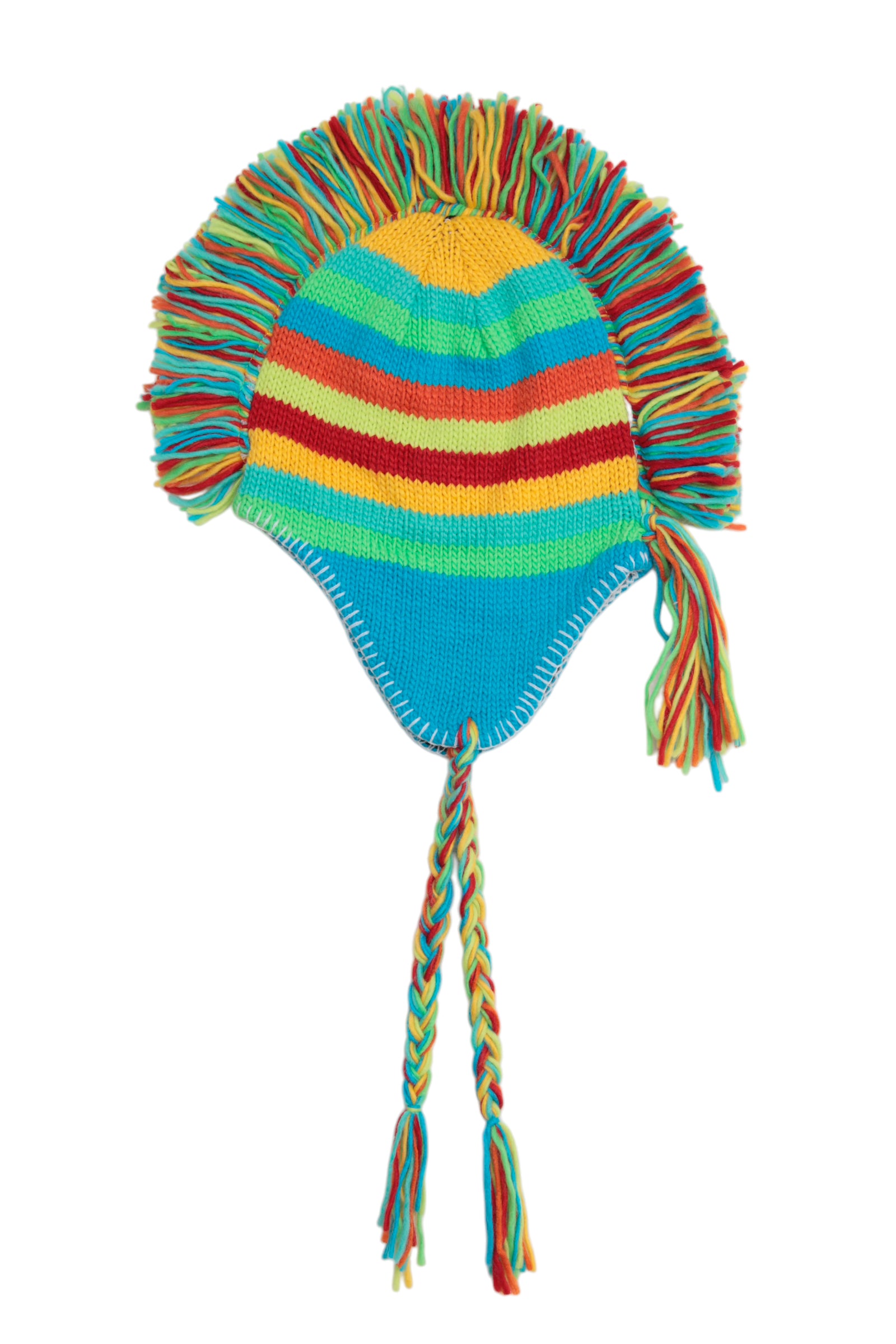 RAINBOW HAND KNIT MOHAWK BEANIE