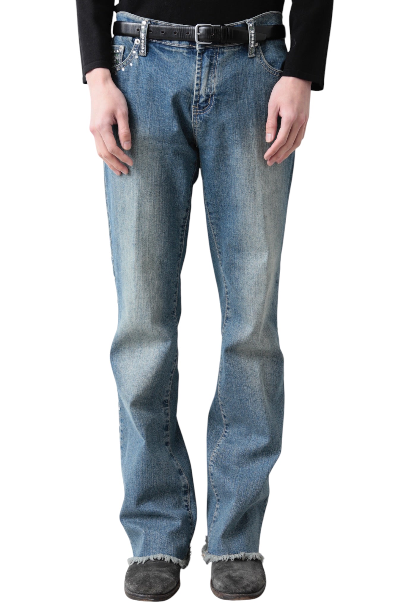 FADED DECORATIVE DENIM PANTS