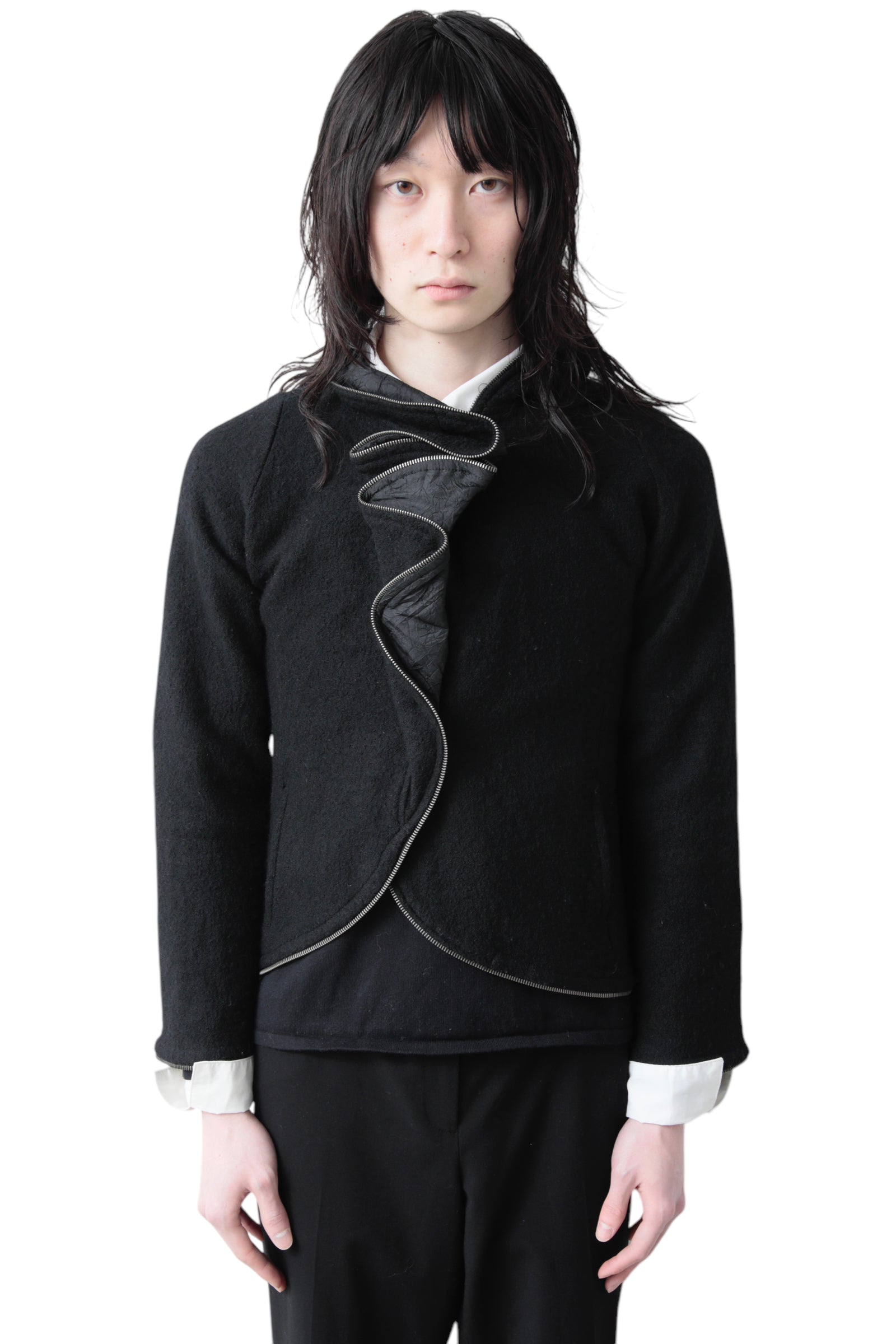 ZIP FRILL BUTTON UP BLOUSE