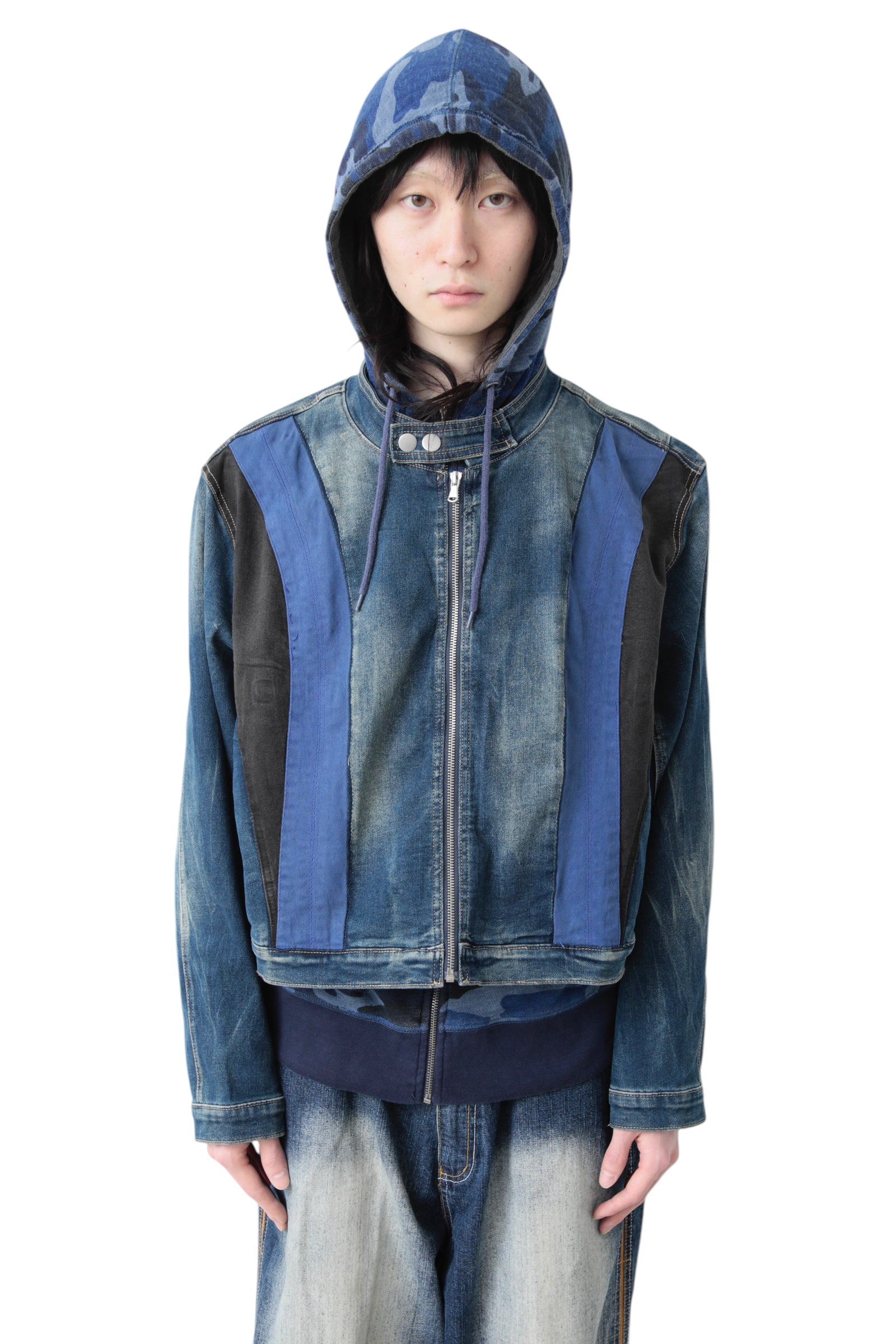 SWITCHING ZIP UP DENIM JACKET