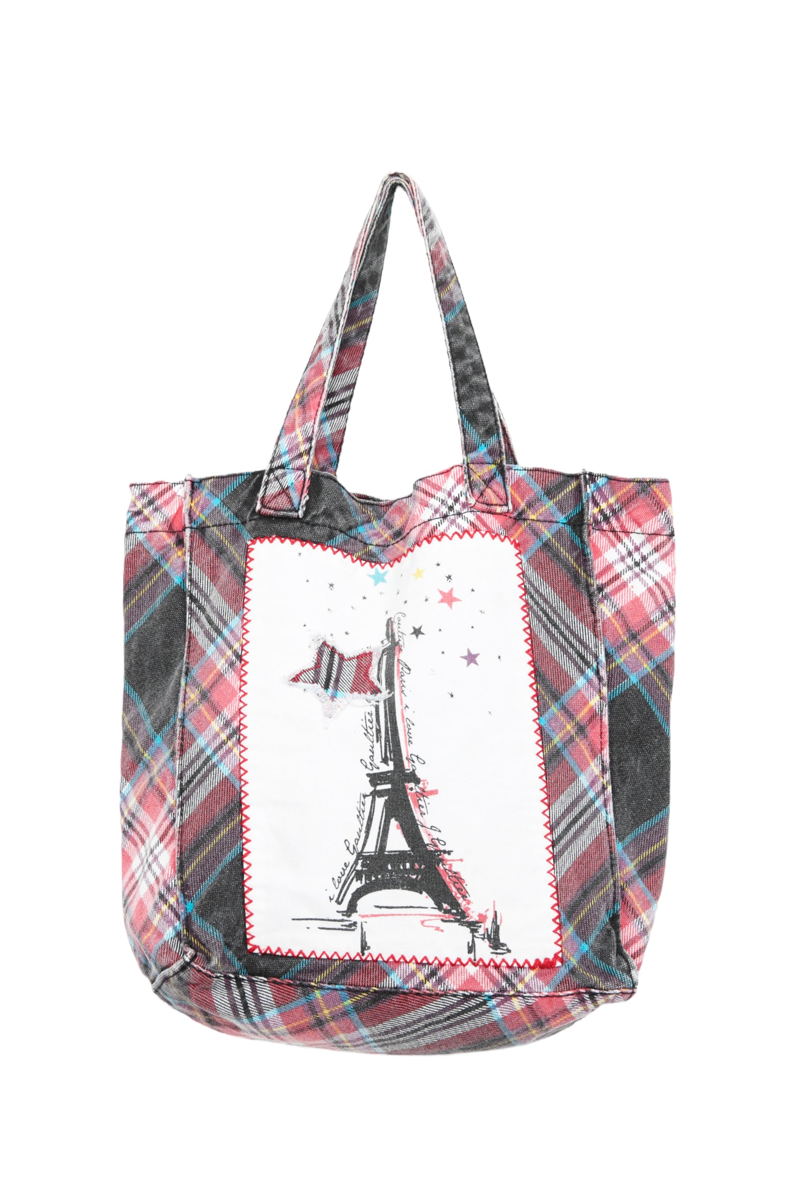 JEAN PAUL GAULTIER GRAPHIC TARTAN CHECK TOTE BAG