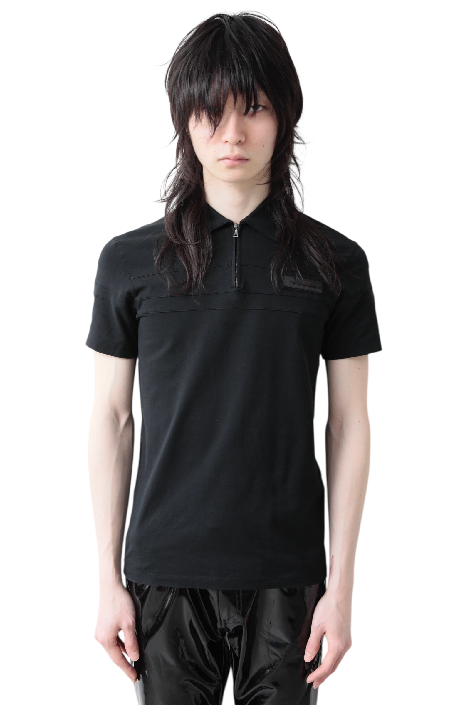 PRADA NYLON PATCH ZIP POLO SHIRT