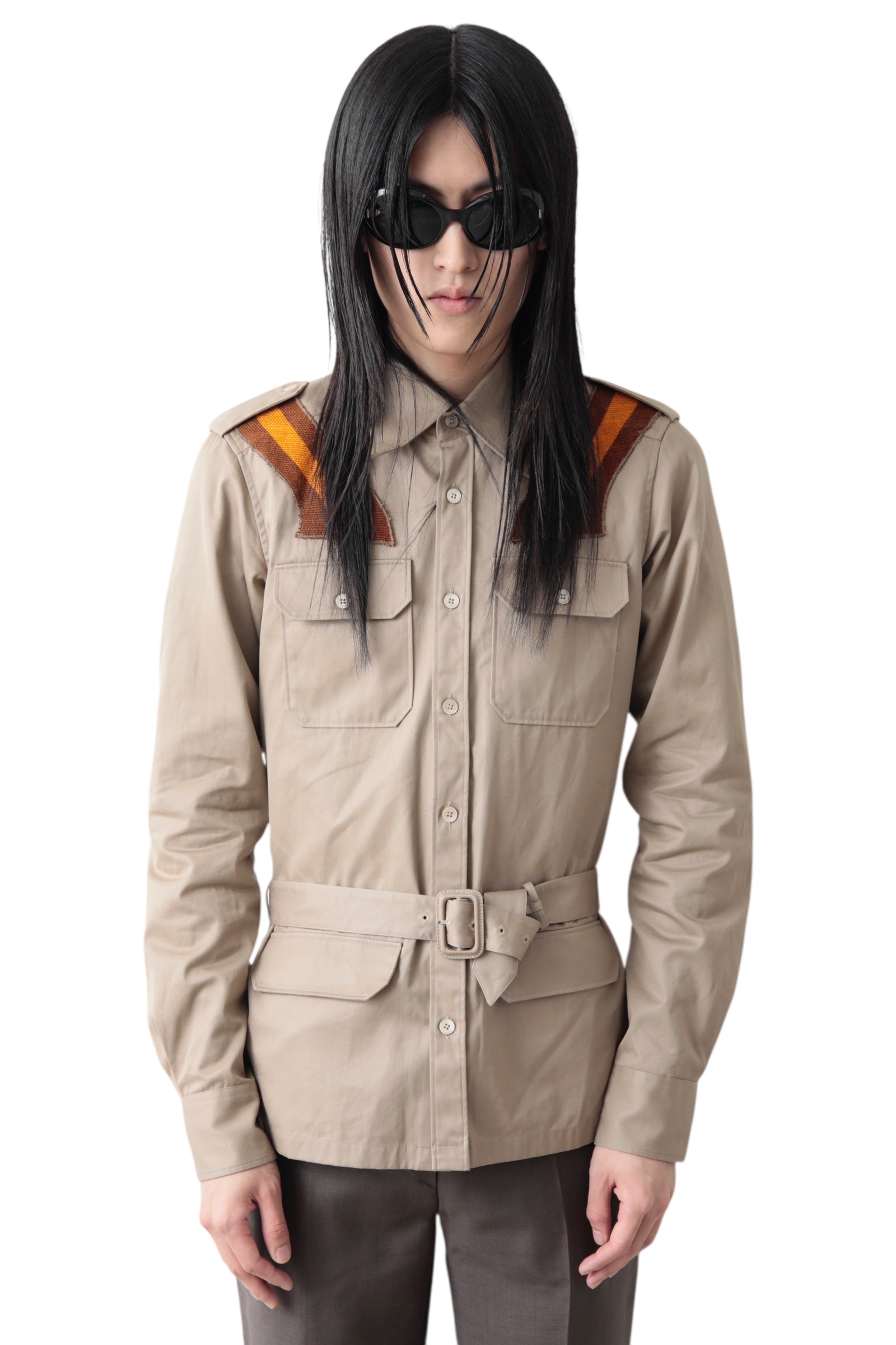 EARLY 2000S MIU MIU CURVED LINE BELTED SAFARI JACKET