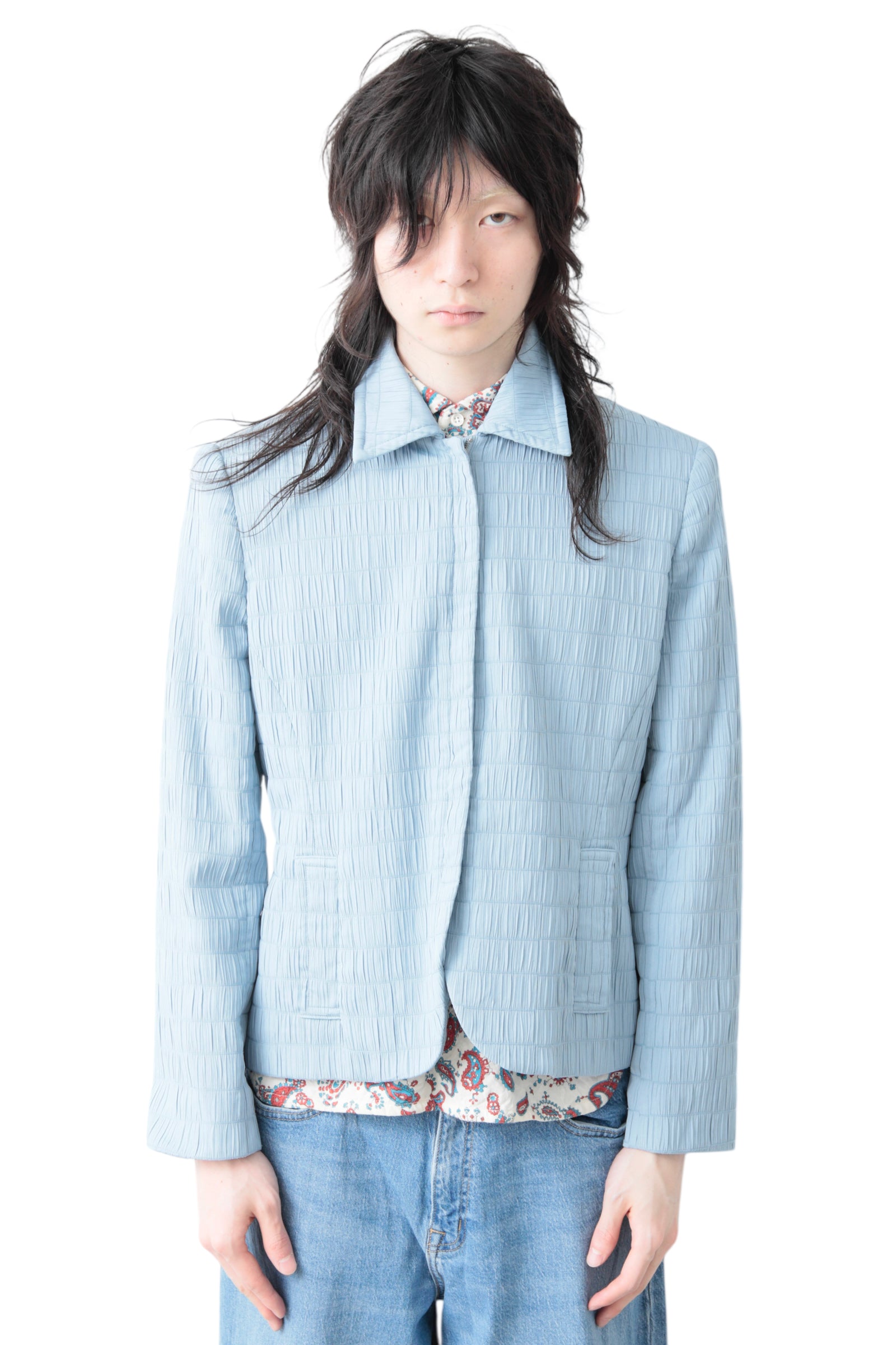 TEXTURE BOXY ZIP UP BLOUSON