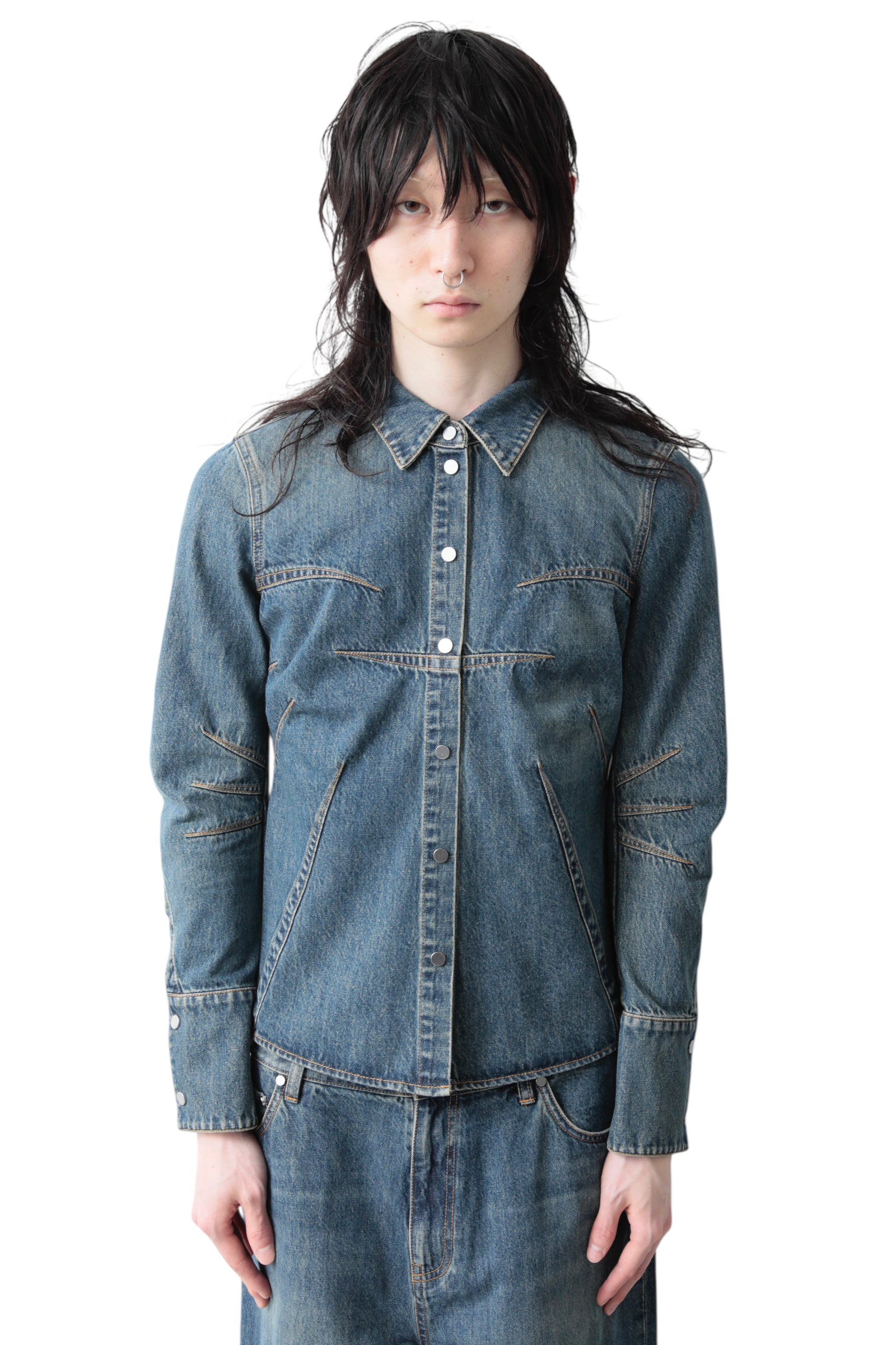HELMUT LANG DENIM BUSTIER SHIRT