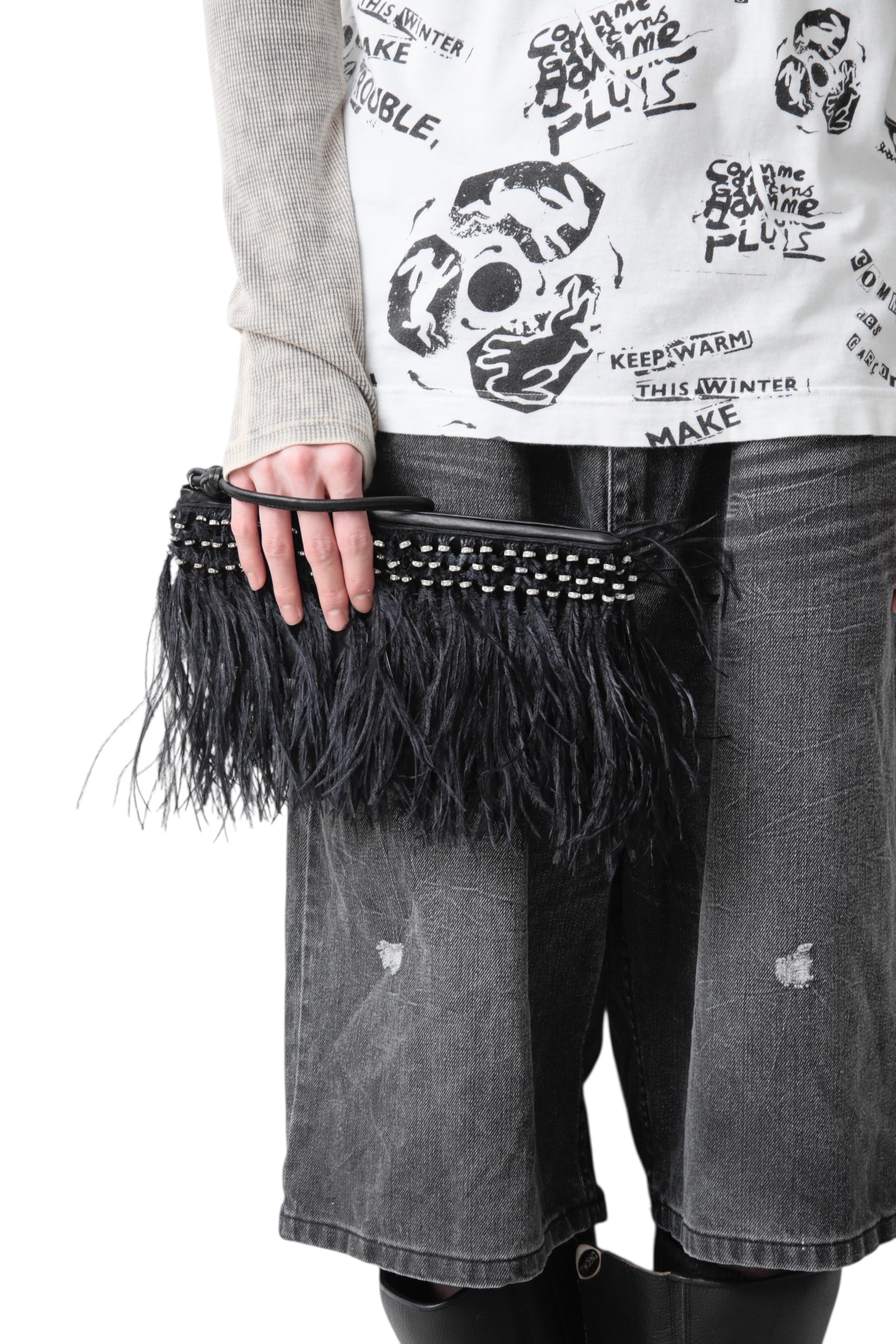 GIORGIO ARMANI STUDDED FUR CLUTCH BAG