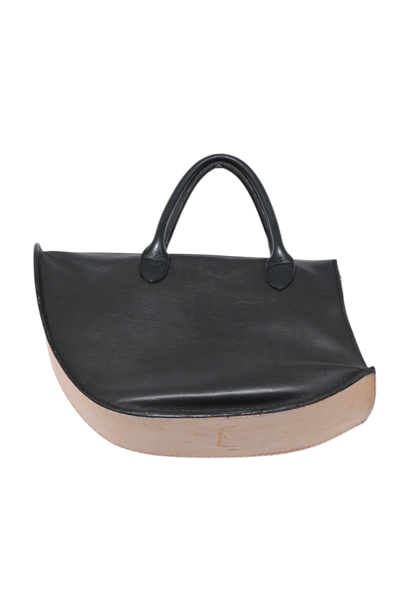 EARLY 2000S MASAKI MATSUSHIMA DEFORMATION LEATHER HAND BAG