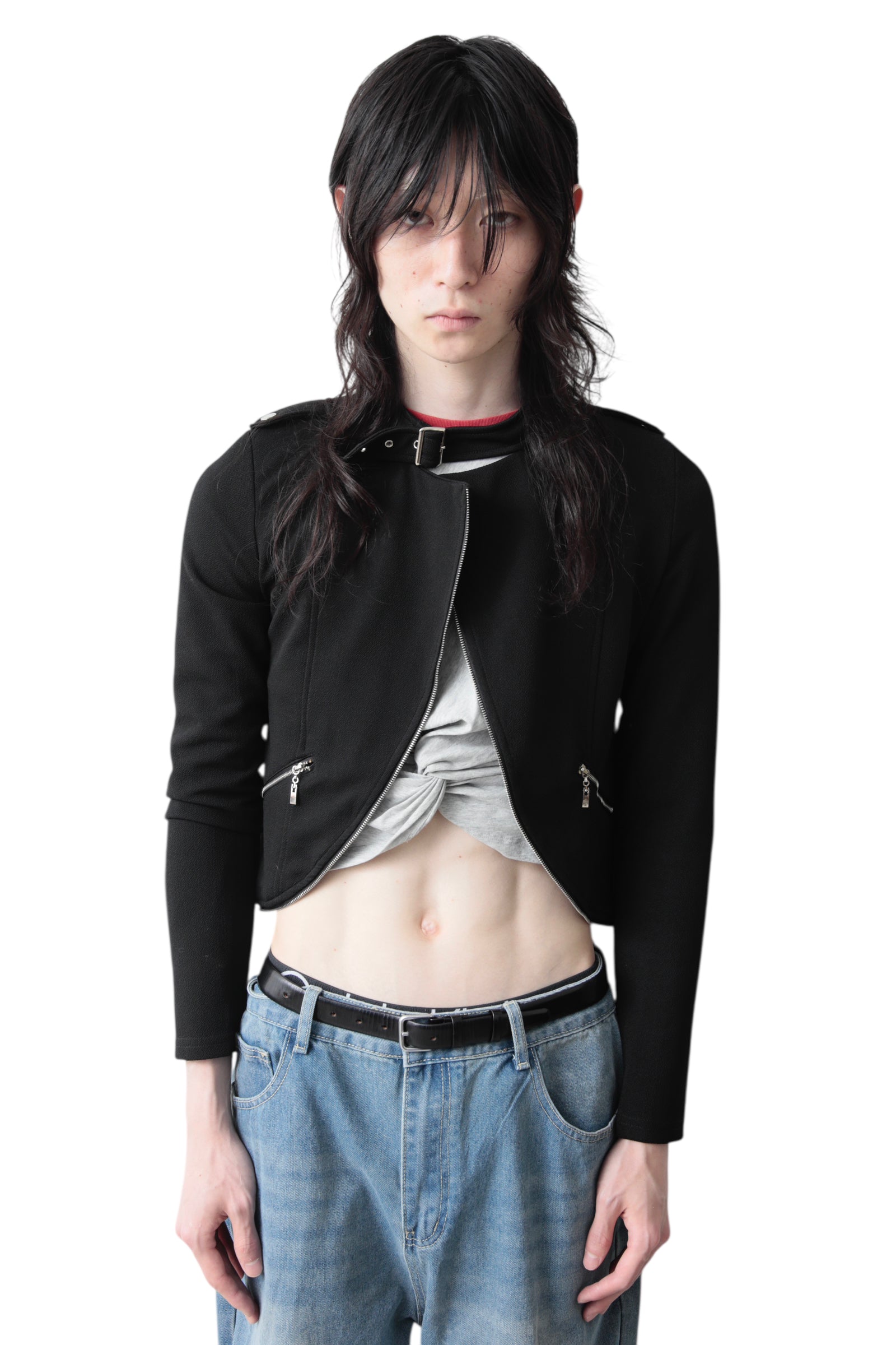 BELTED CROPPED ZIP BLOUSON