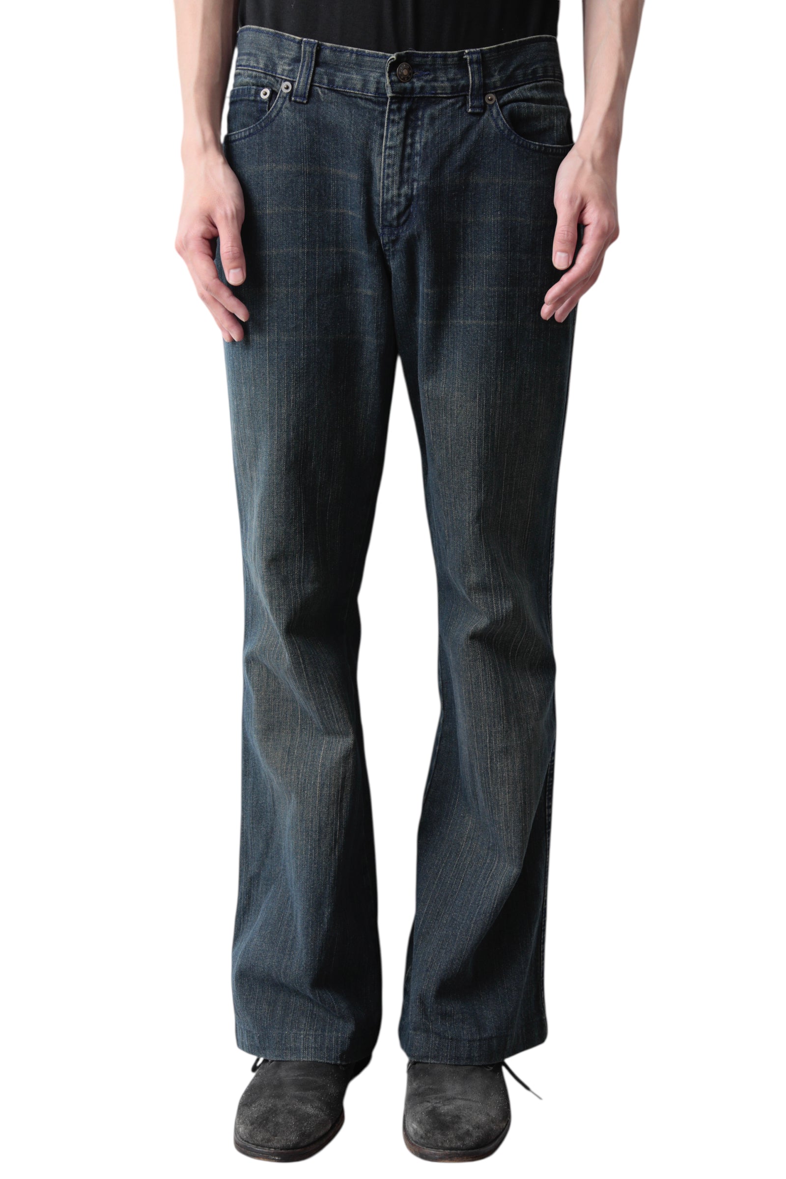FADED INDIGO FLARE DENIM PANTS
