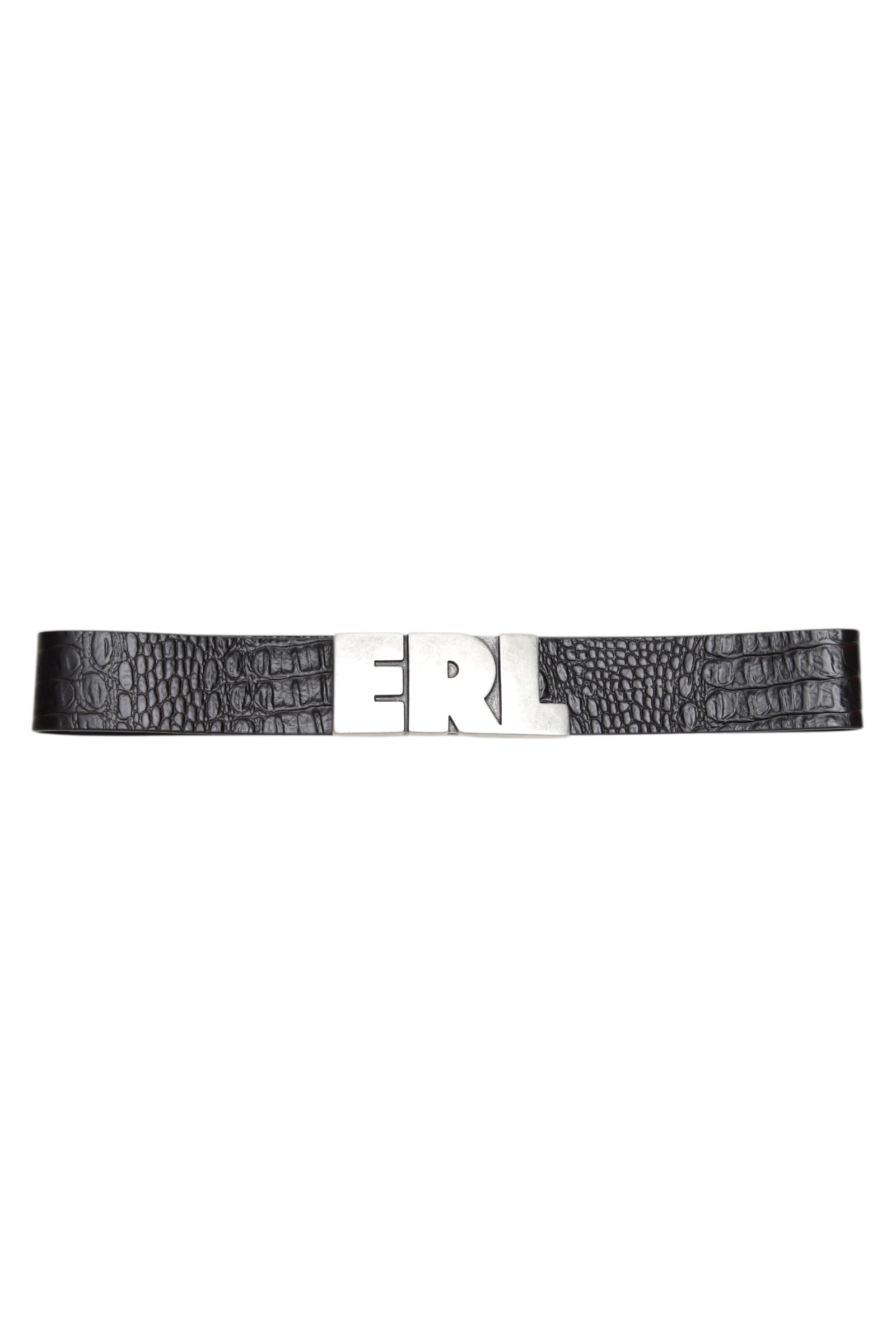 ERL LOGO CROCO EFFECT LEATHER BELT