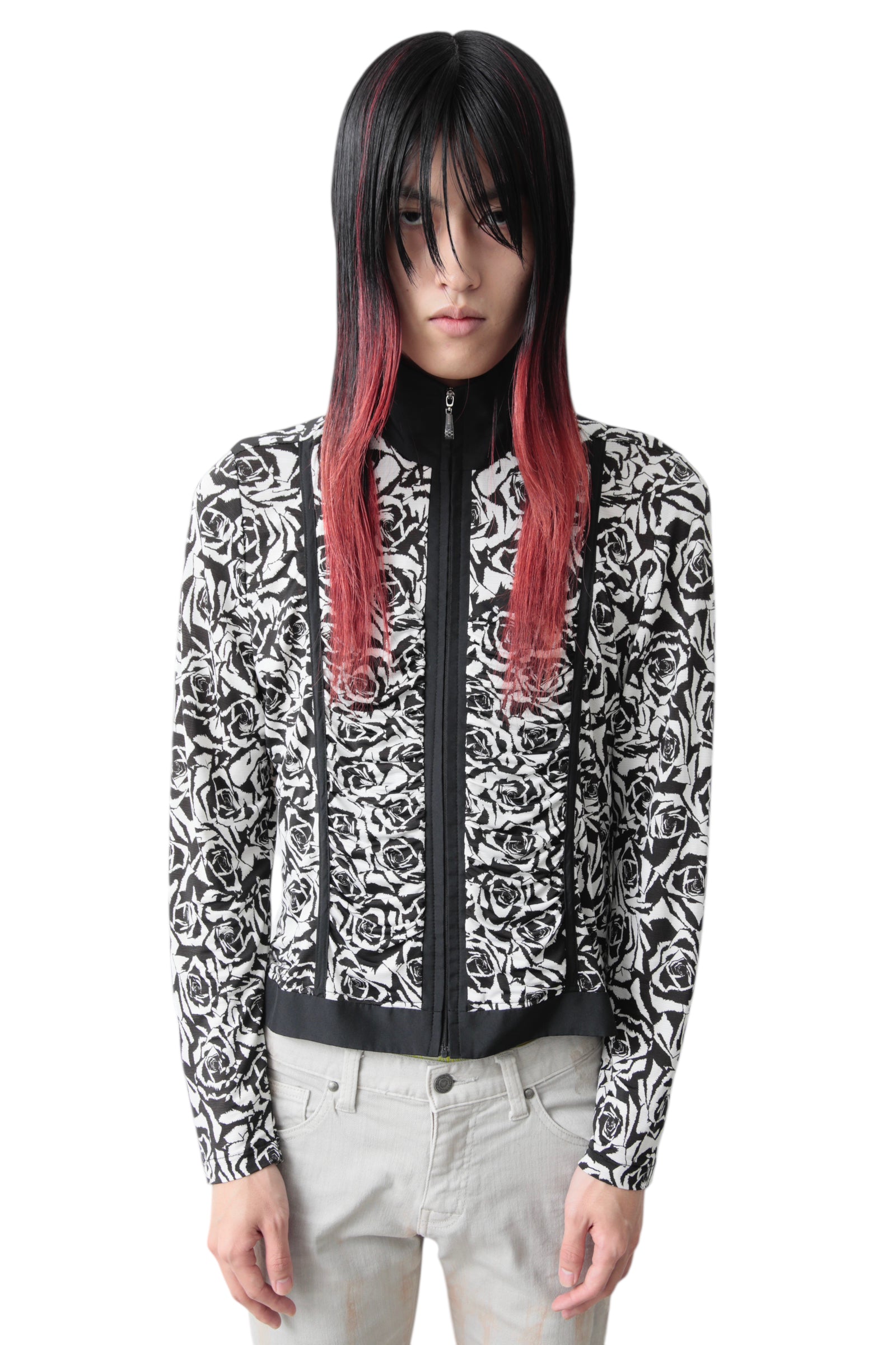 ROSE GRAPHIC ZIP UP BLOUSON