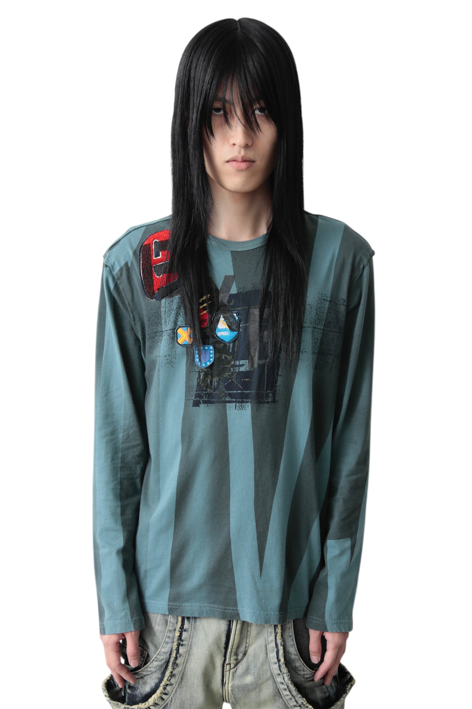 PATCH STRIPE LONG SLEEVE T-SHIRT