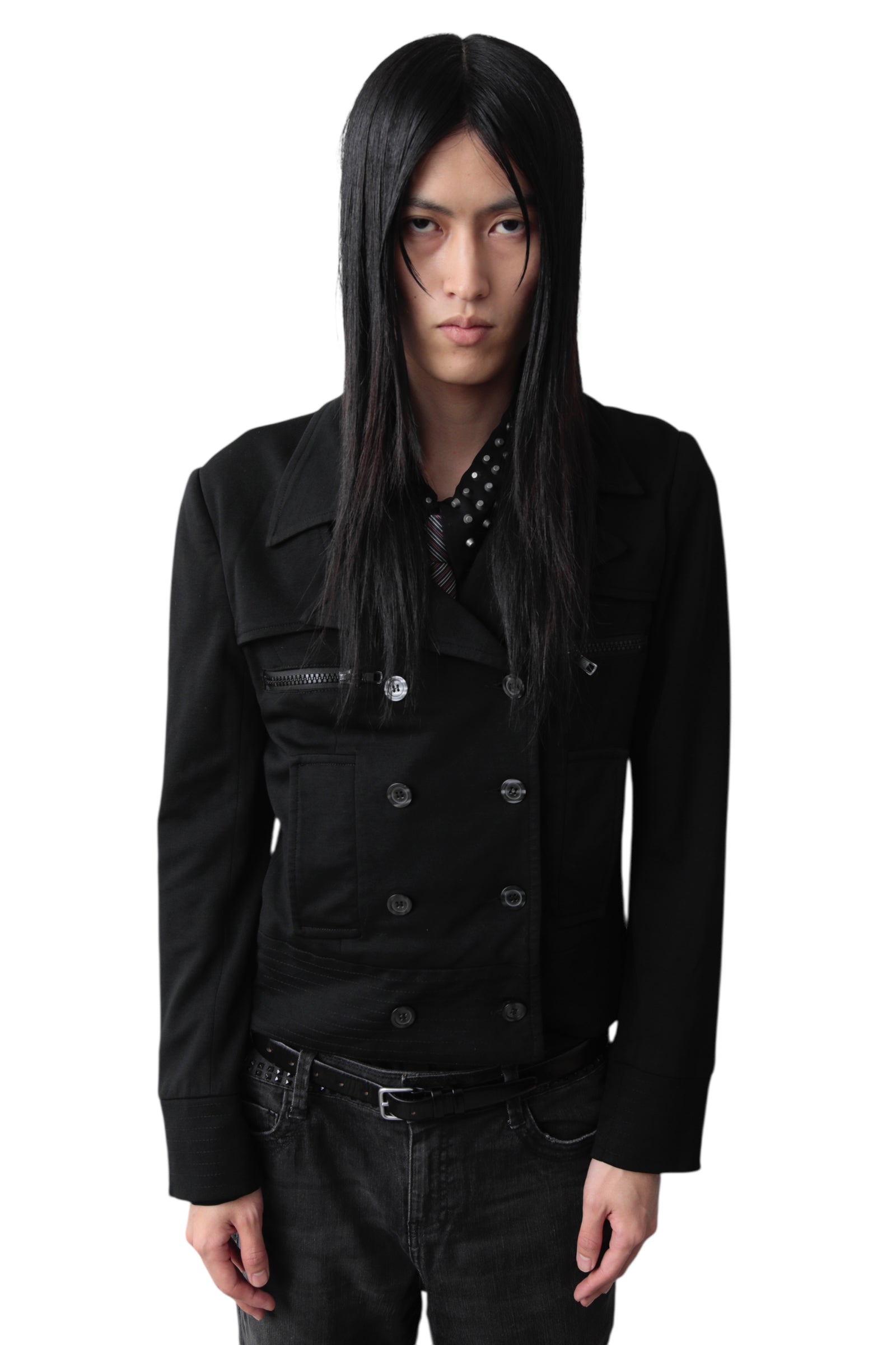 FRONT ZIP MILITARY PEA COAT