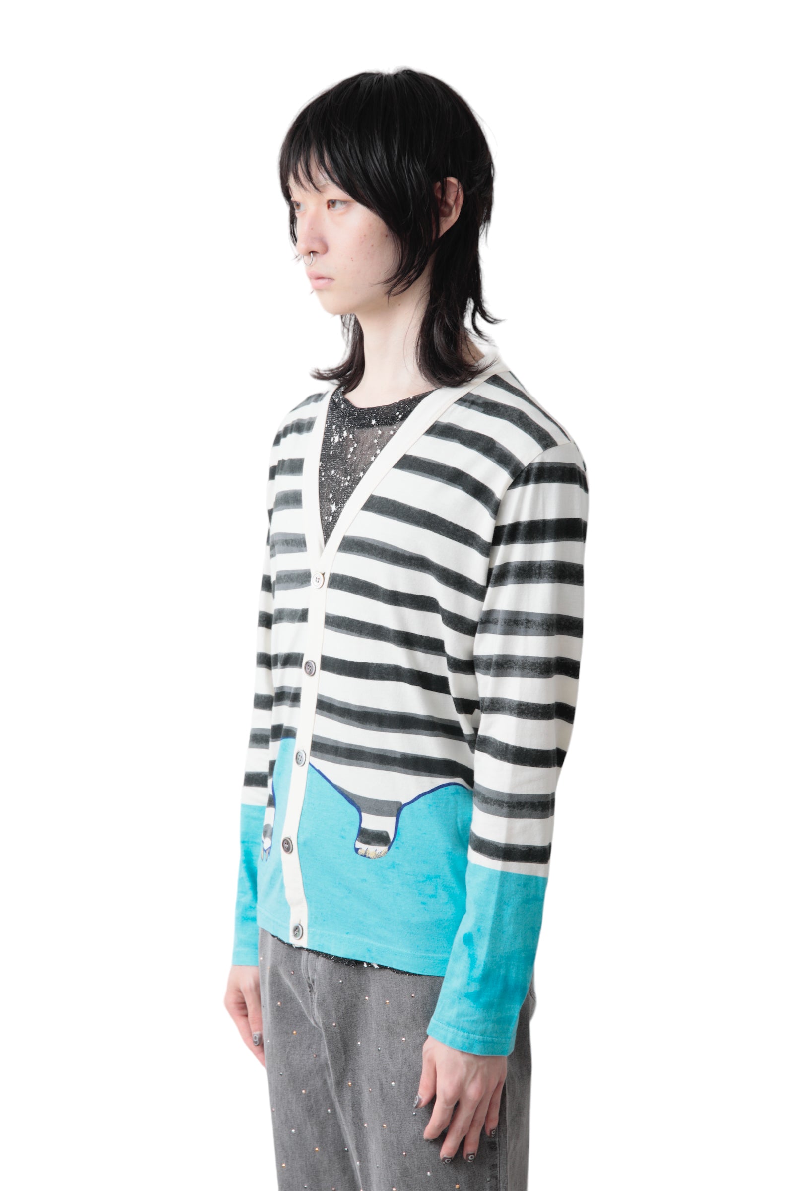 TSUMORI CHISATO HAND DRAWING BORDER CARDIGAN