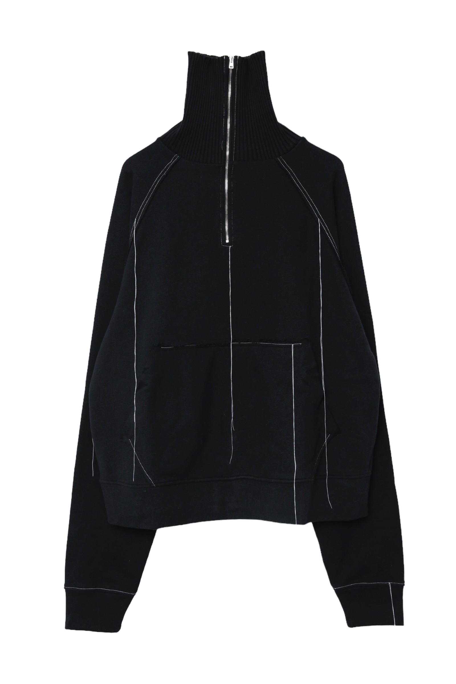 AIREI CONTRAST STITCH ZIPPED COLLAR SWEAT SHIRT