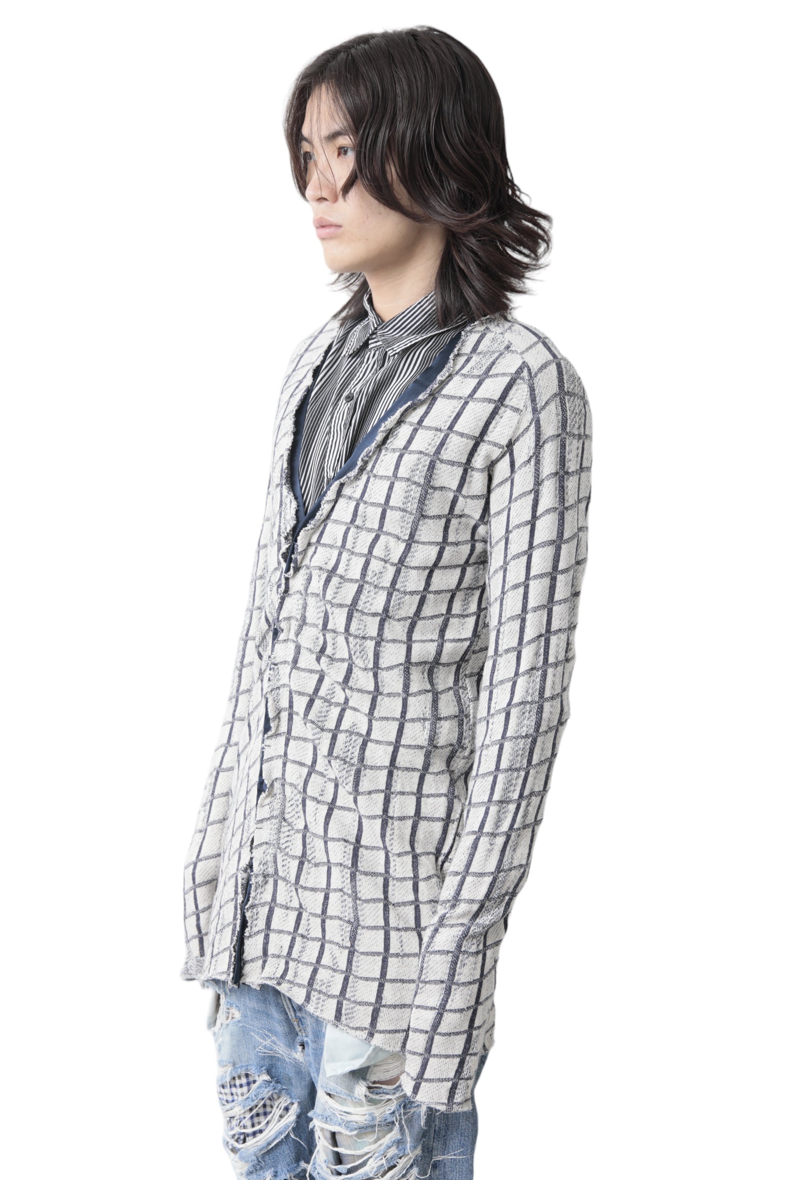 MIHARA YASUHIRO GRUNGE CHECK CARDIGAN