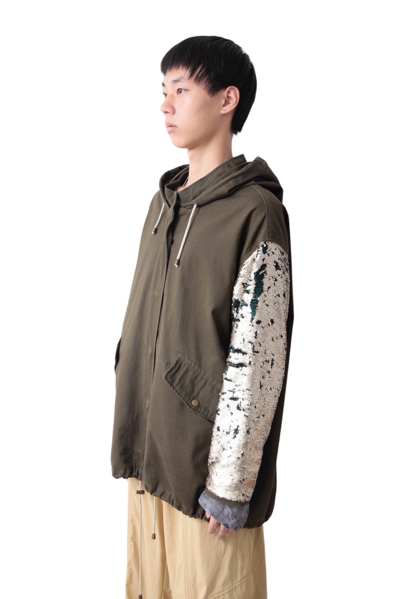 SEQUINS MILITARY HOODED BLOUSON