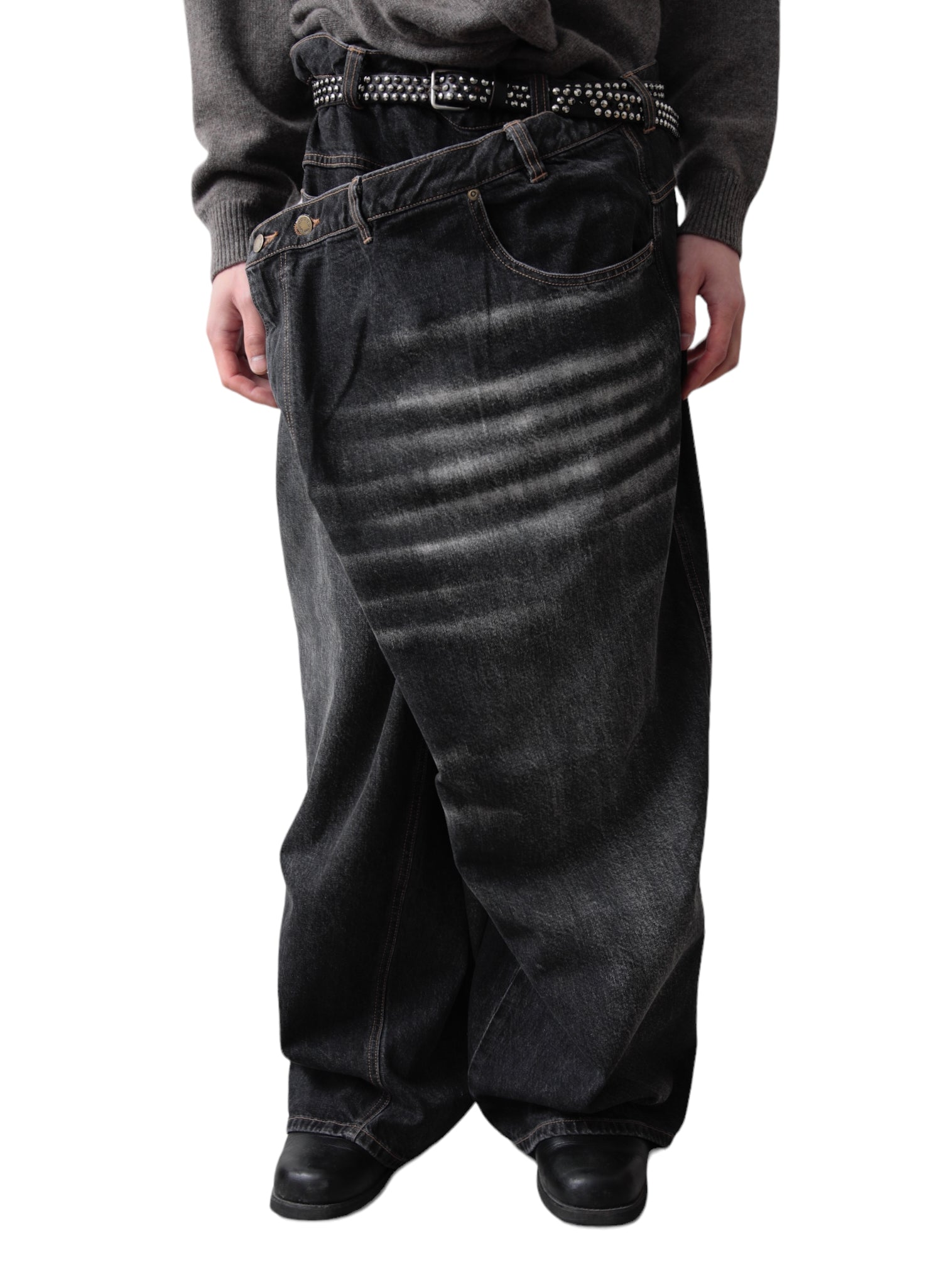 ORIMI OVERLAP BAGGY DENIM PANTS