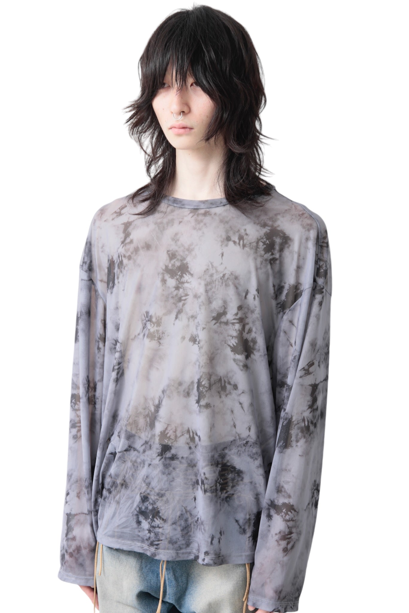 TIE DYE MESH LONG SLEEVE T-SHIRT