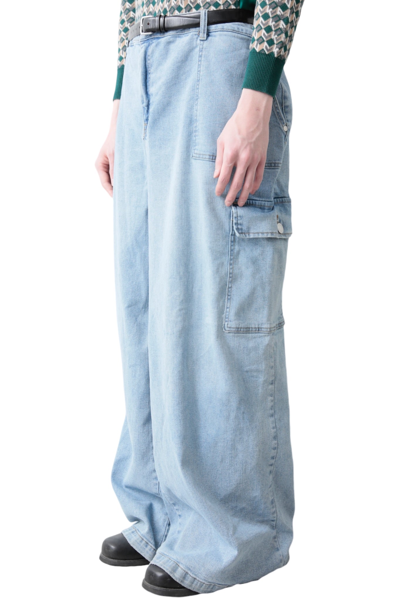 BLUE BAGGY CARGO DENIM PANTS