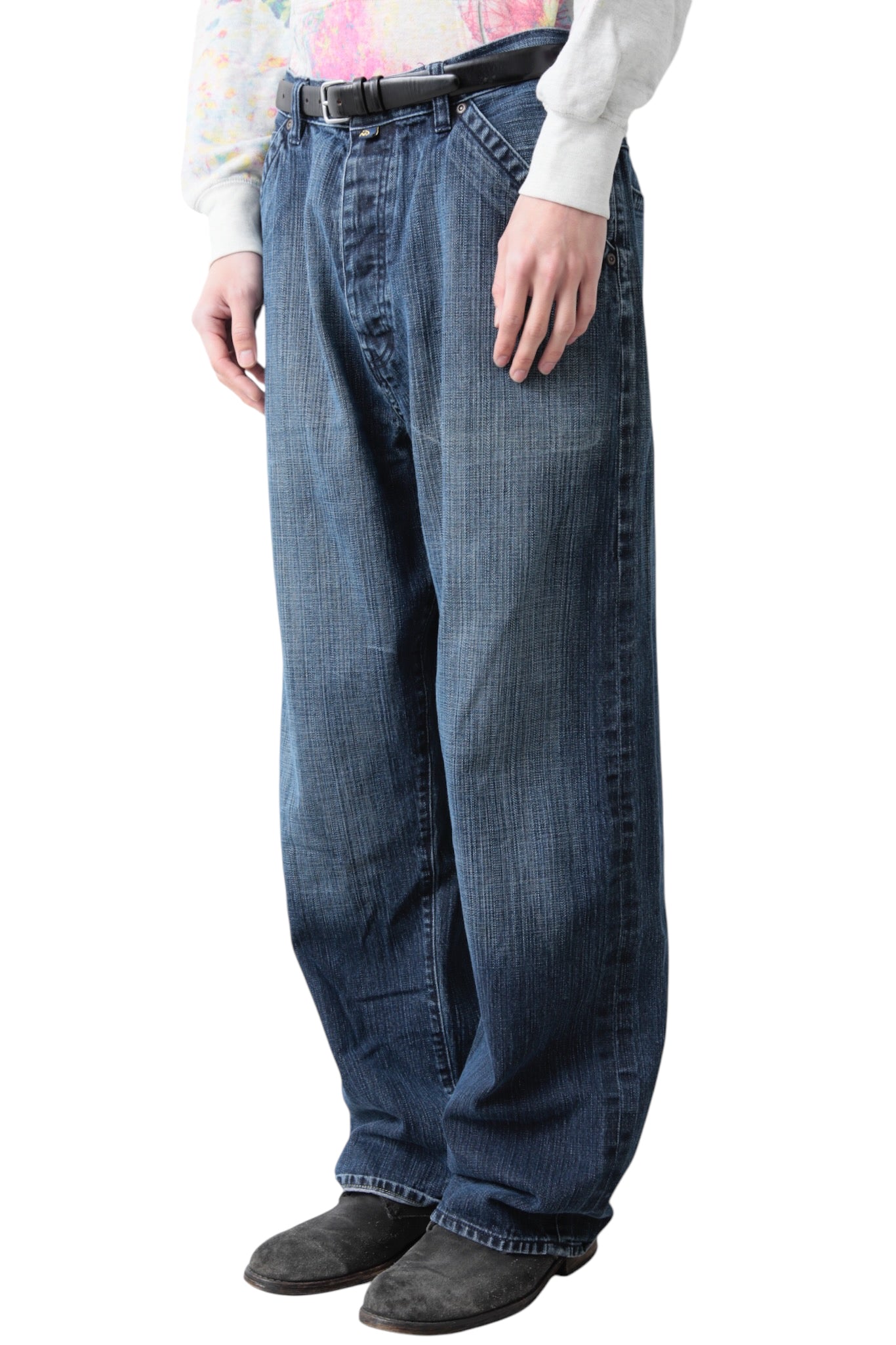 FADED BLUE BAGGY DENIM PANTS