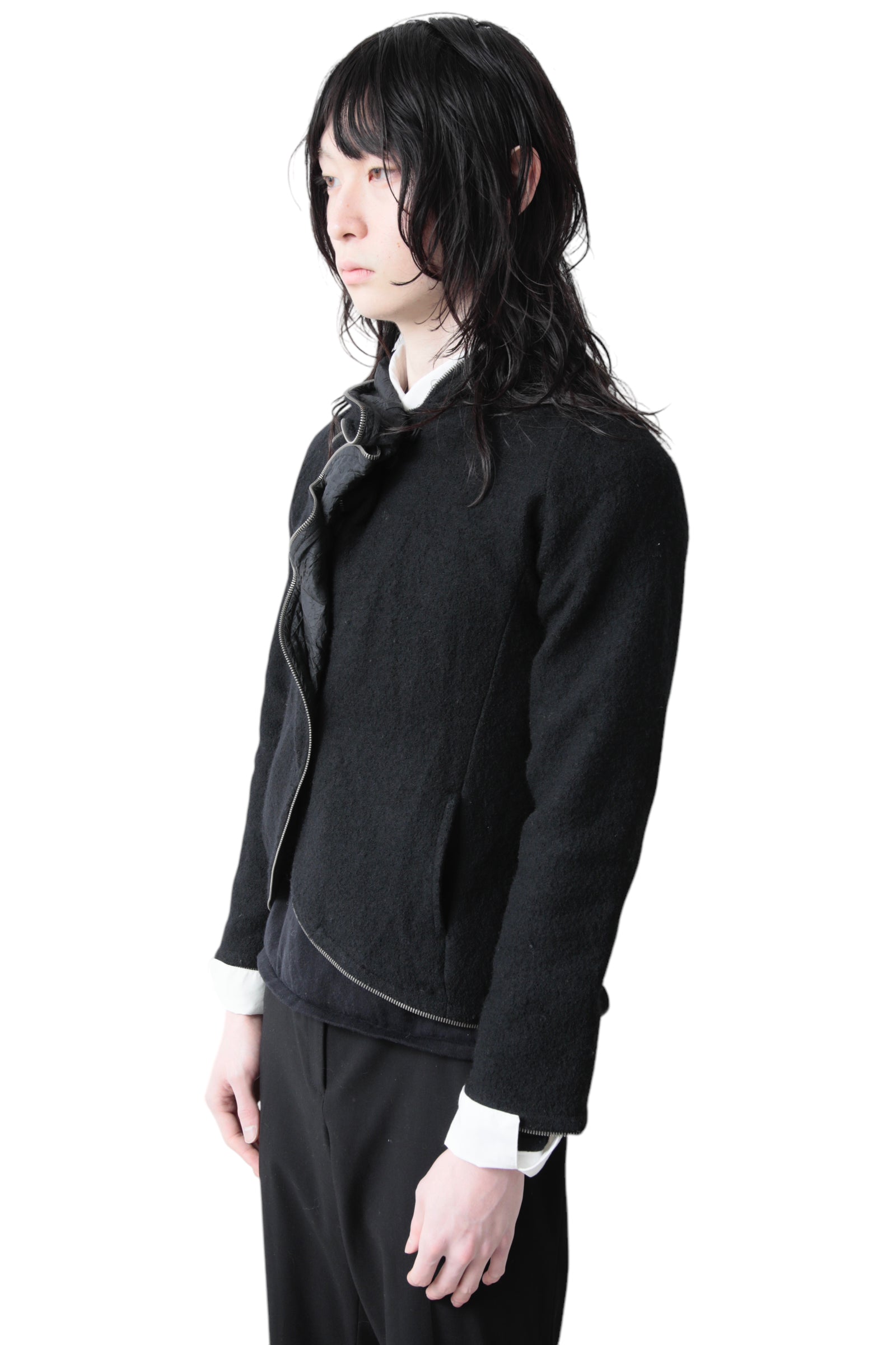 ZIP FRILL BUTTON UP BLOUSE