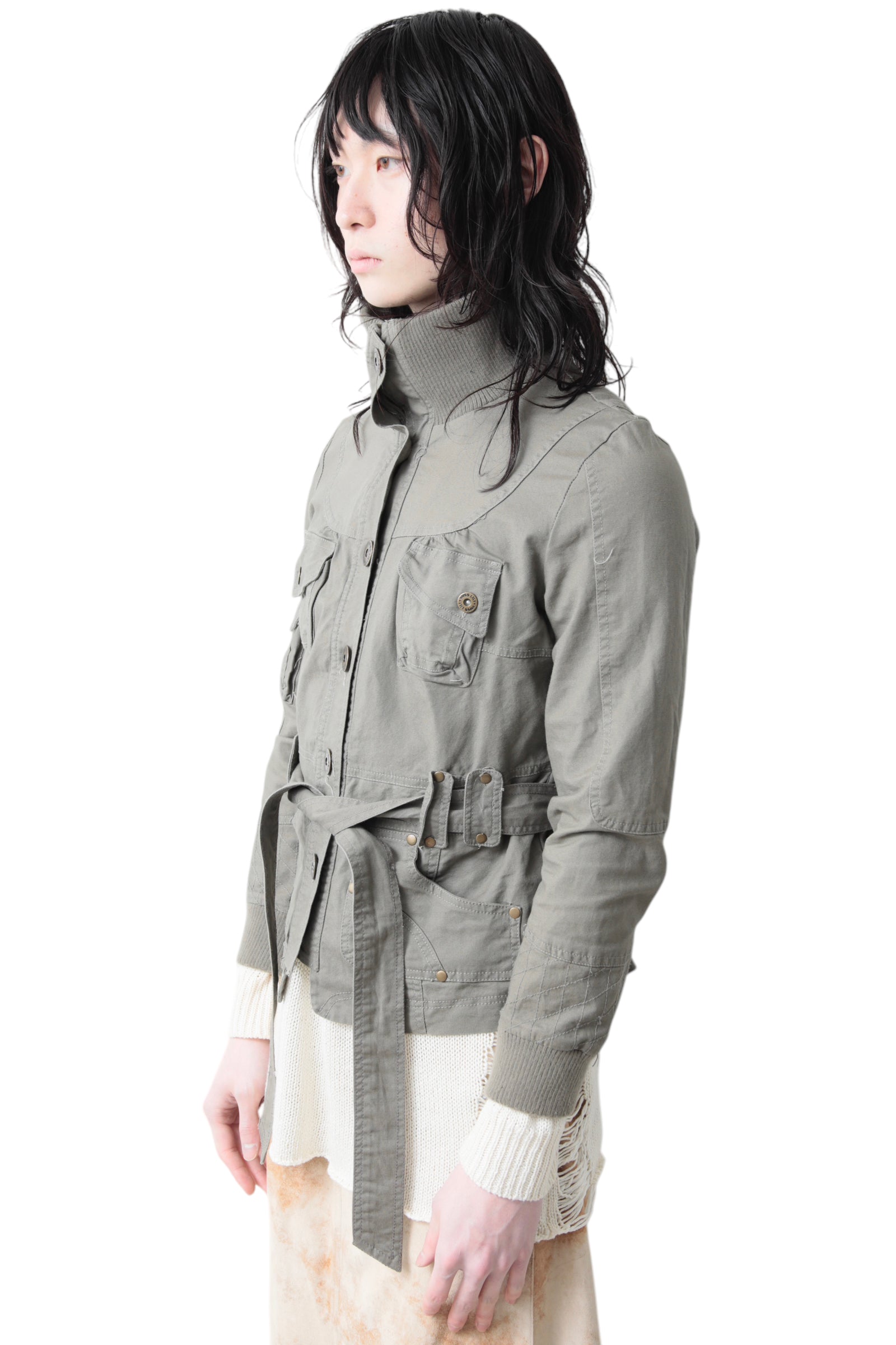 HIGH NECK BUTTON UP MILITARY BLOUSON