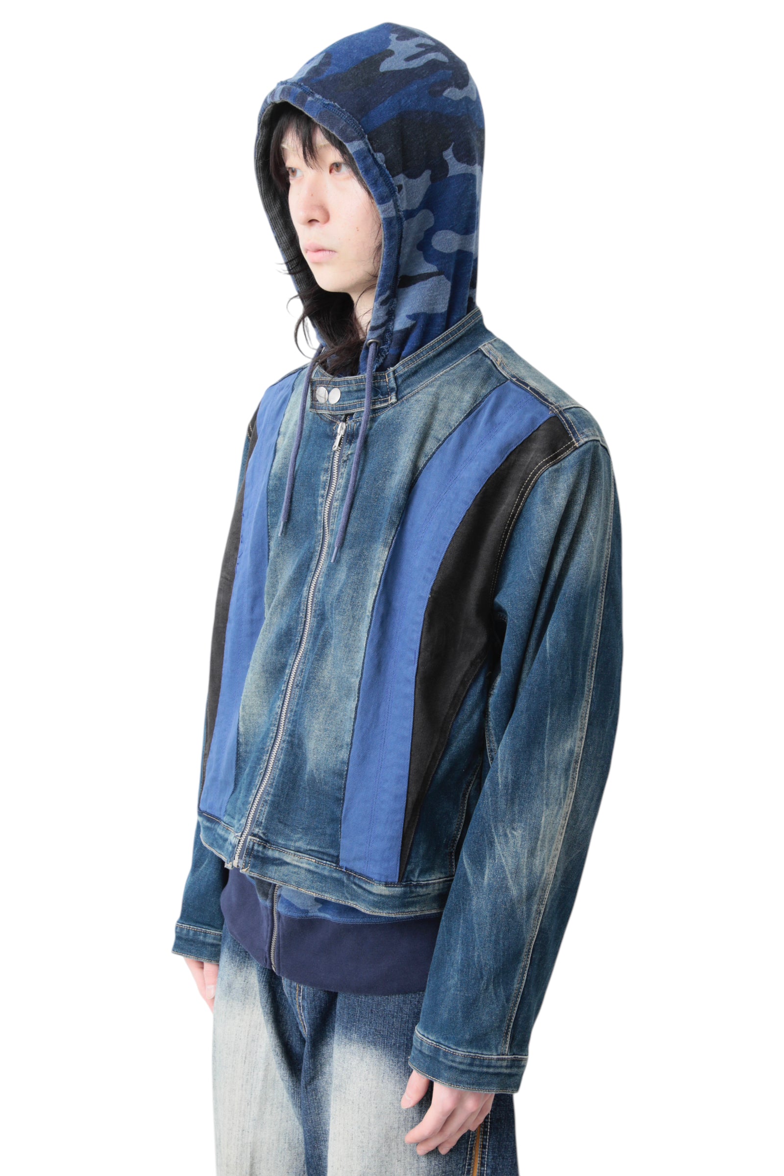 SWITCHING ZIP UP DENIM JACKET