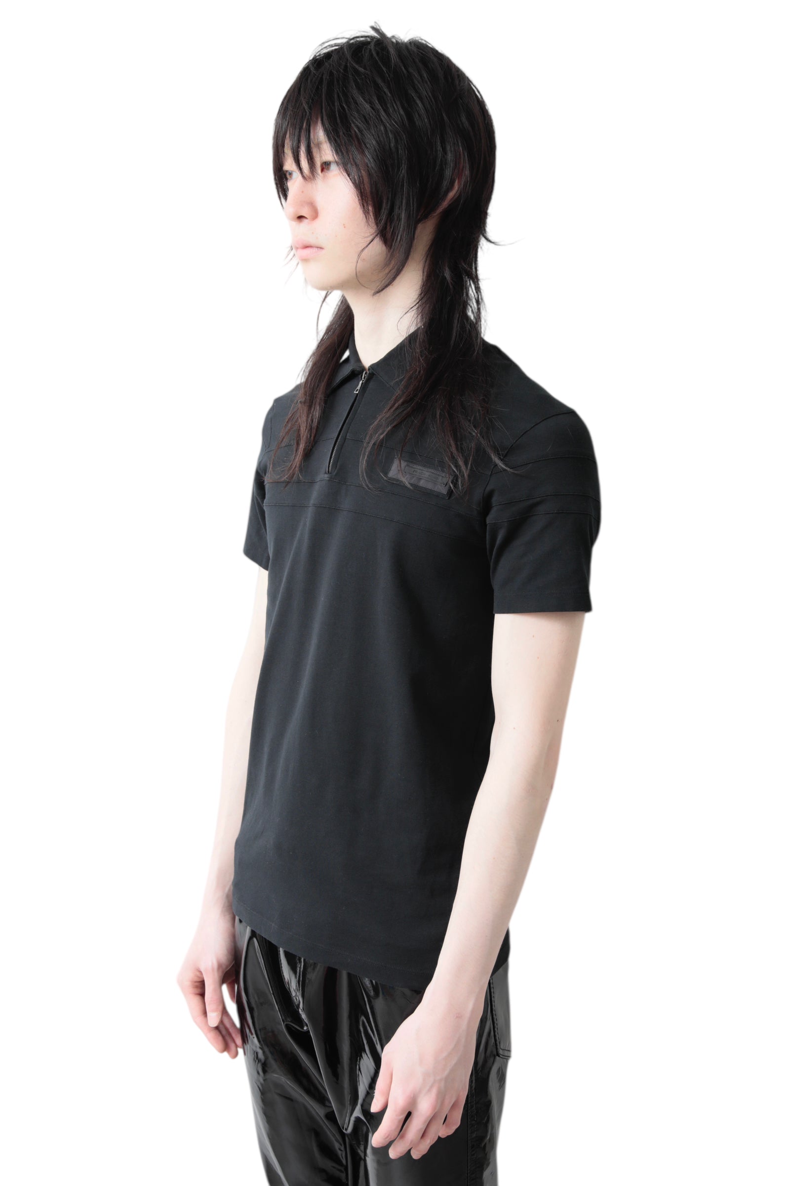 PRADA NYLON PATCH ZIP POLO SHIRT