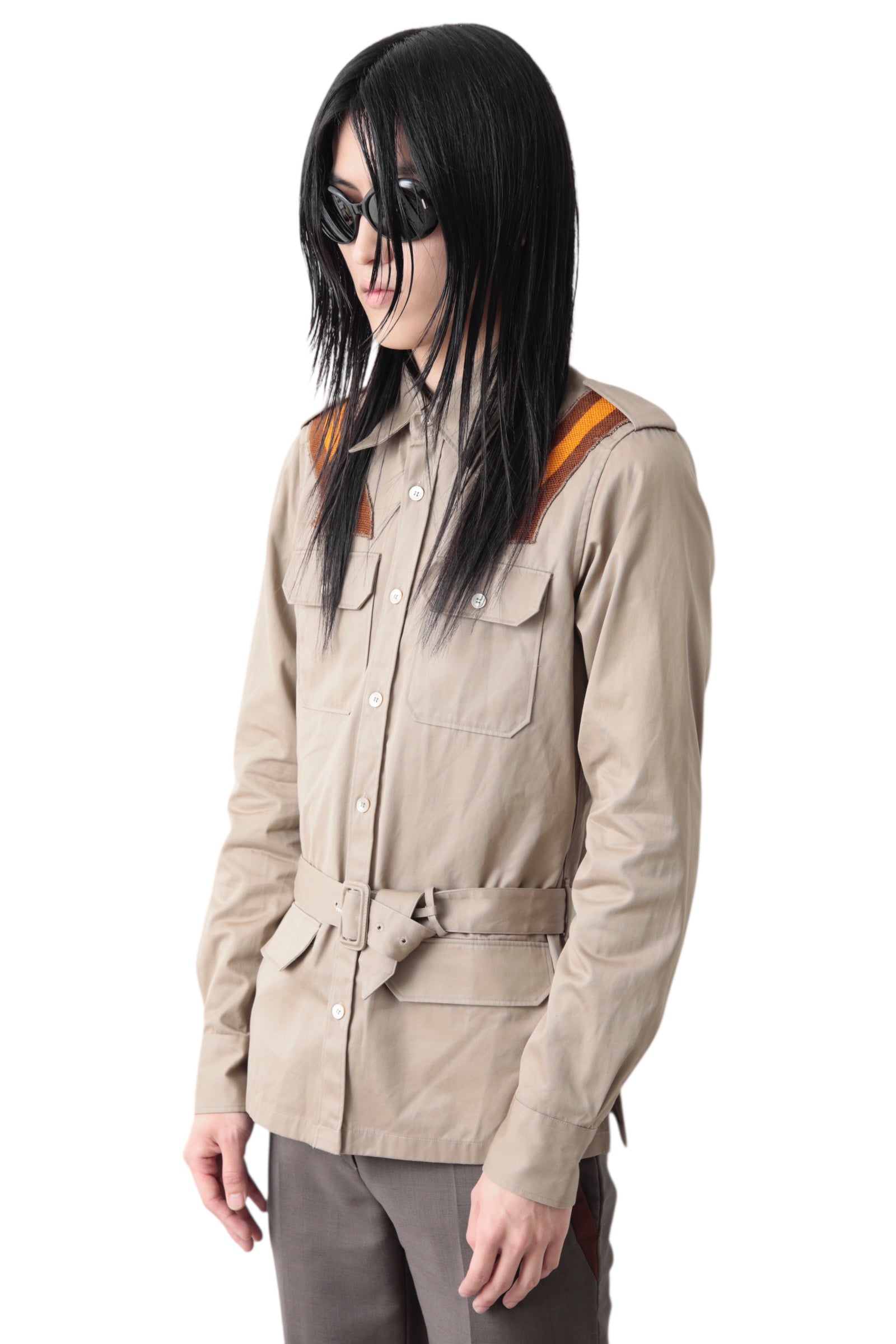EARLY 2000S MIU MIU CURVED LINE BELTED SAFARI JACKET