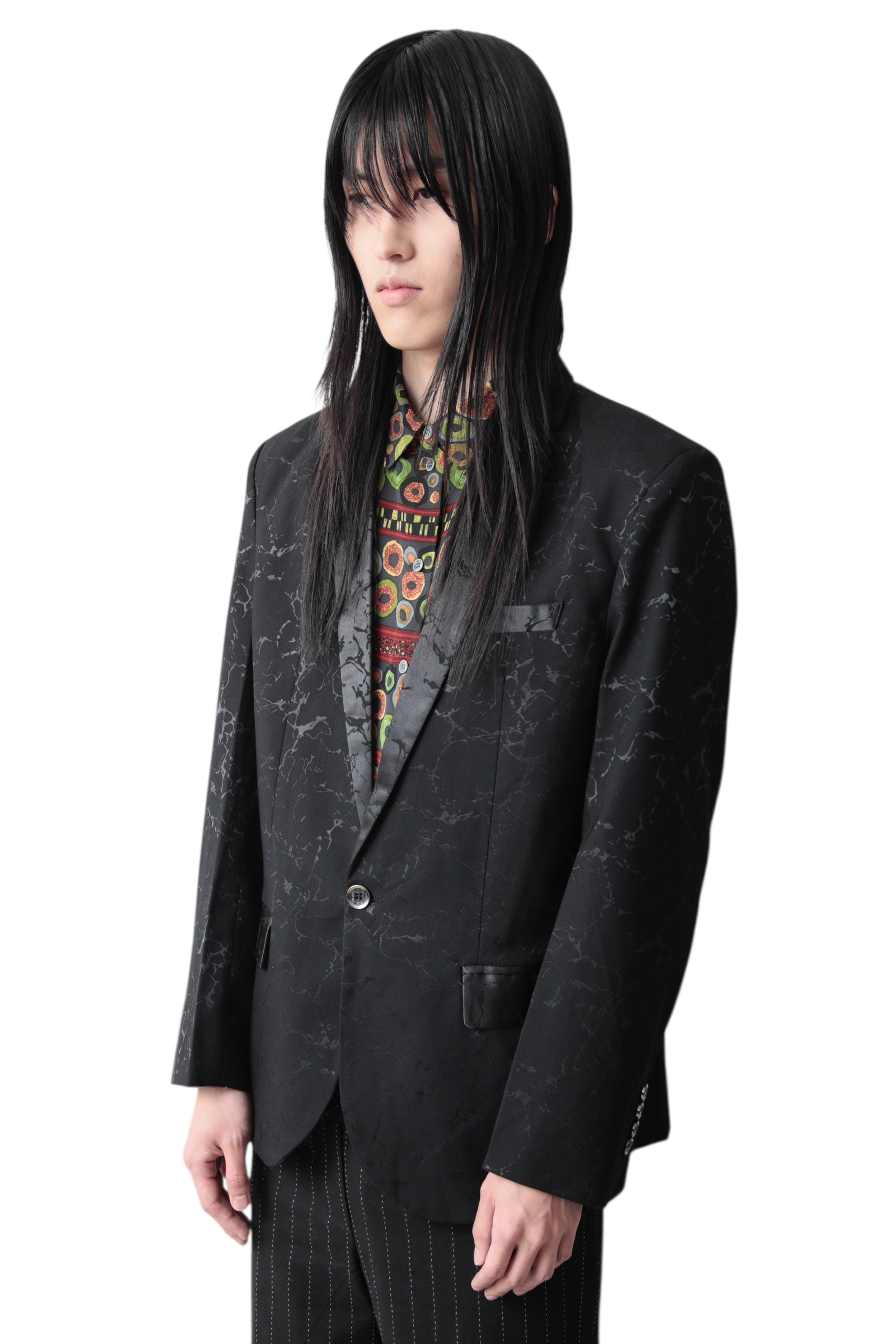COATED MARBLE PATTERN TAILORED JACKET