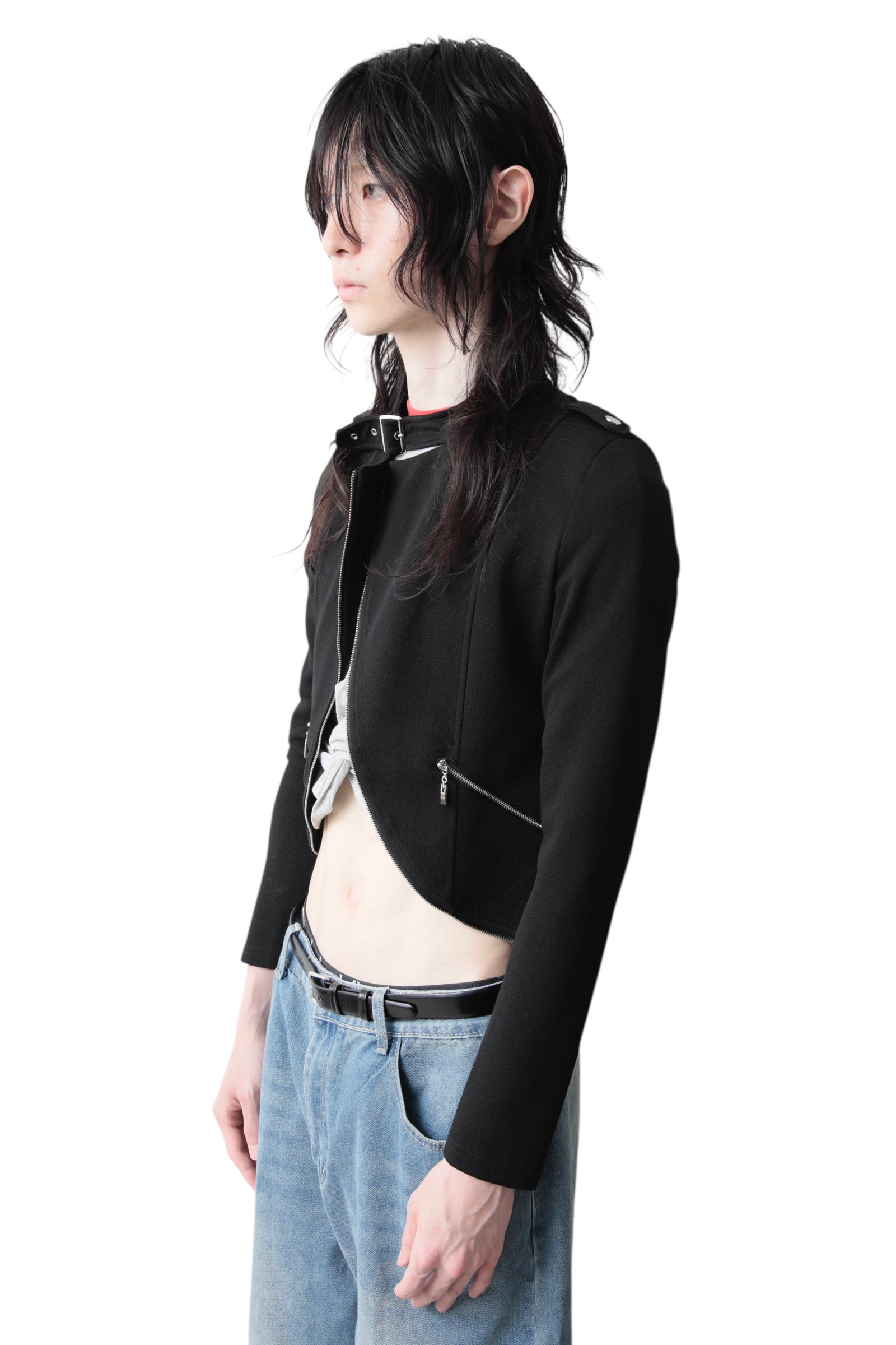BELTED CROPPED ZIP BLOUSON